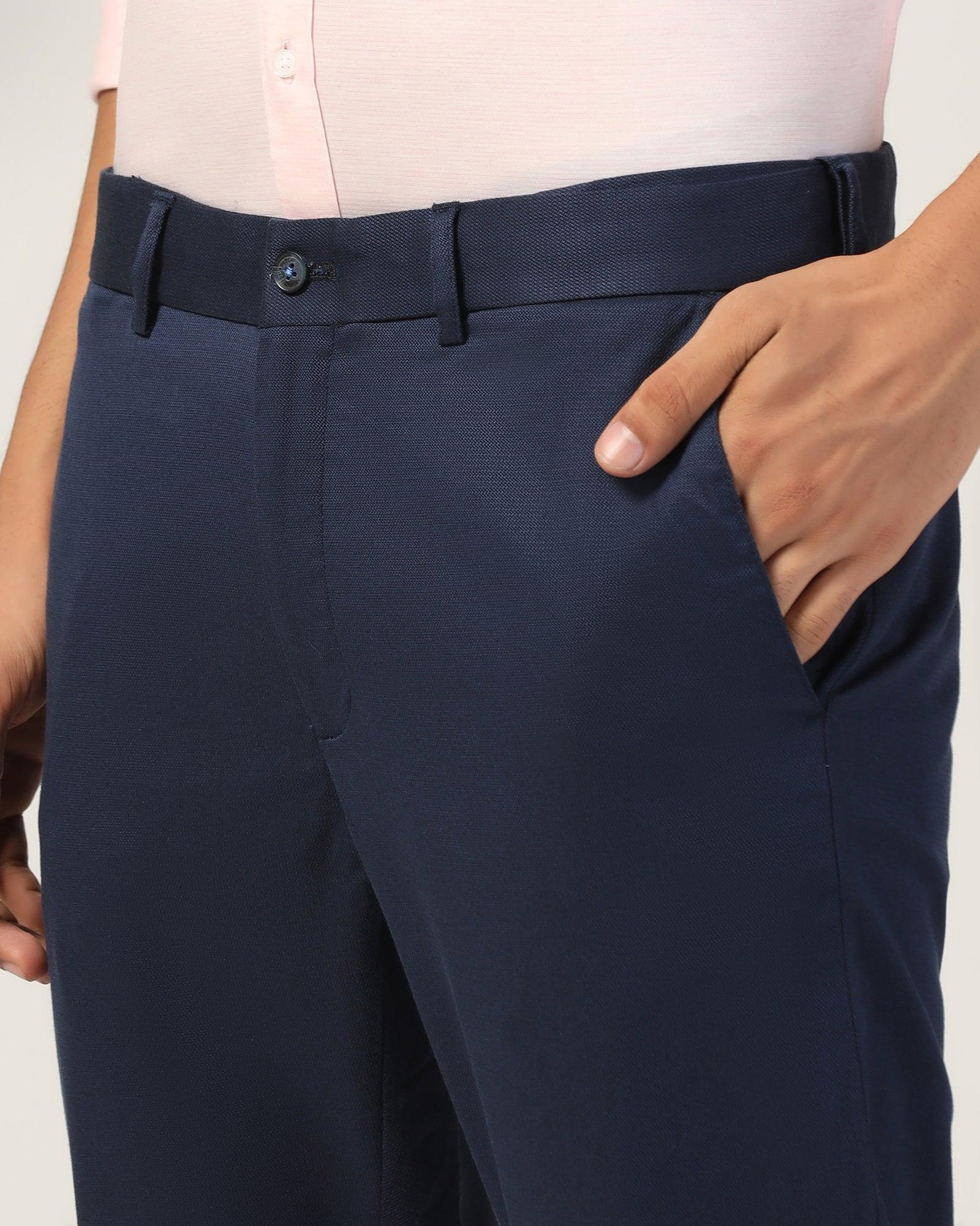 Slim Comfort B-95 Casual Navy Yarn Dyed Khakis - Royal - Image 4
