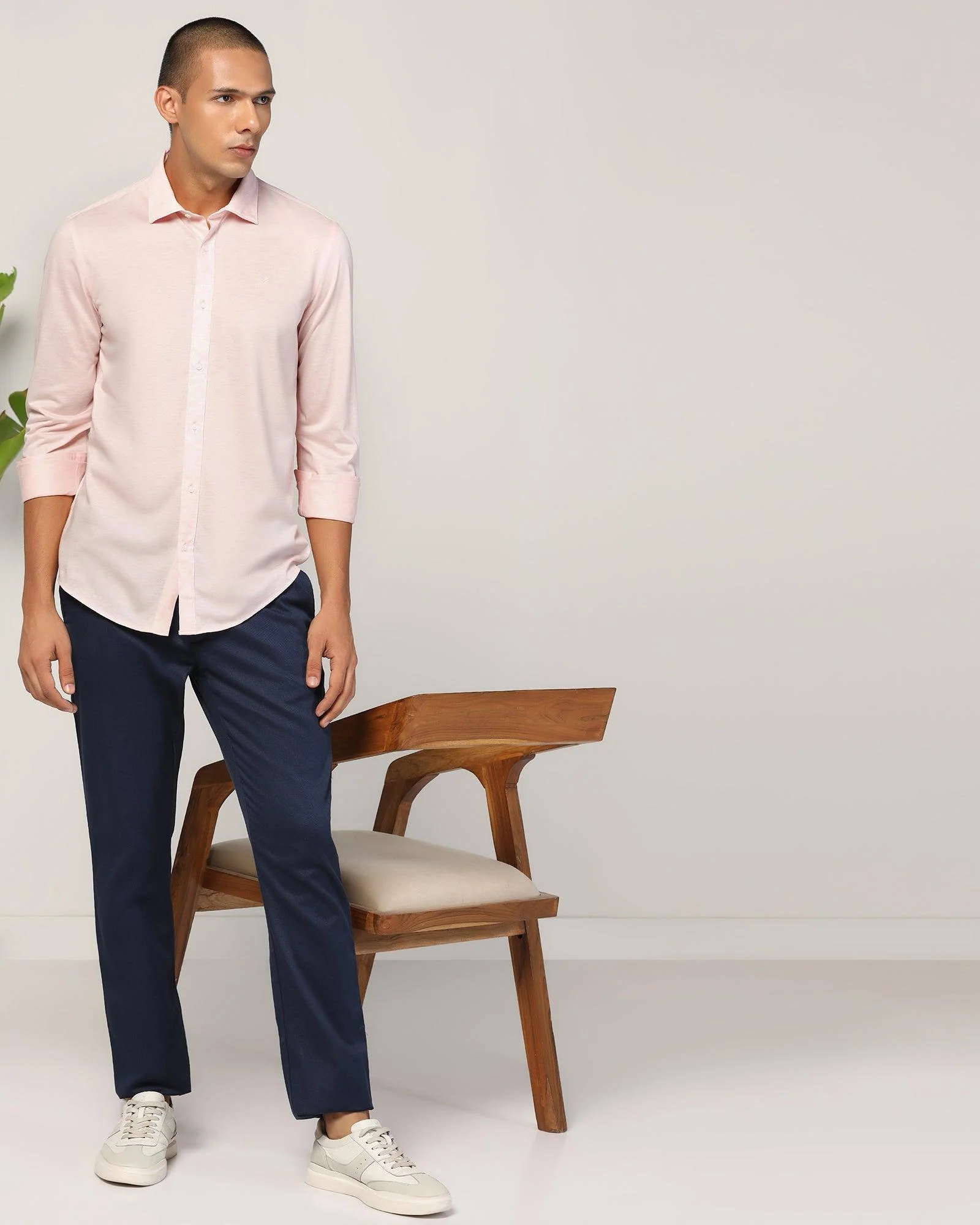 Slim Comfort B-95 Casual Navy Yarn Dyed Khakis - Royal - Image 7