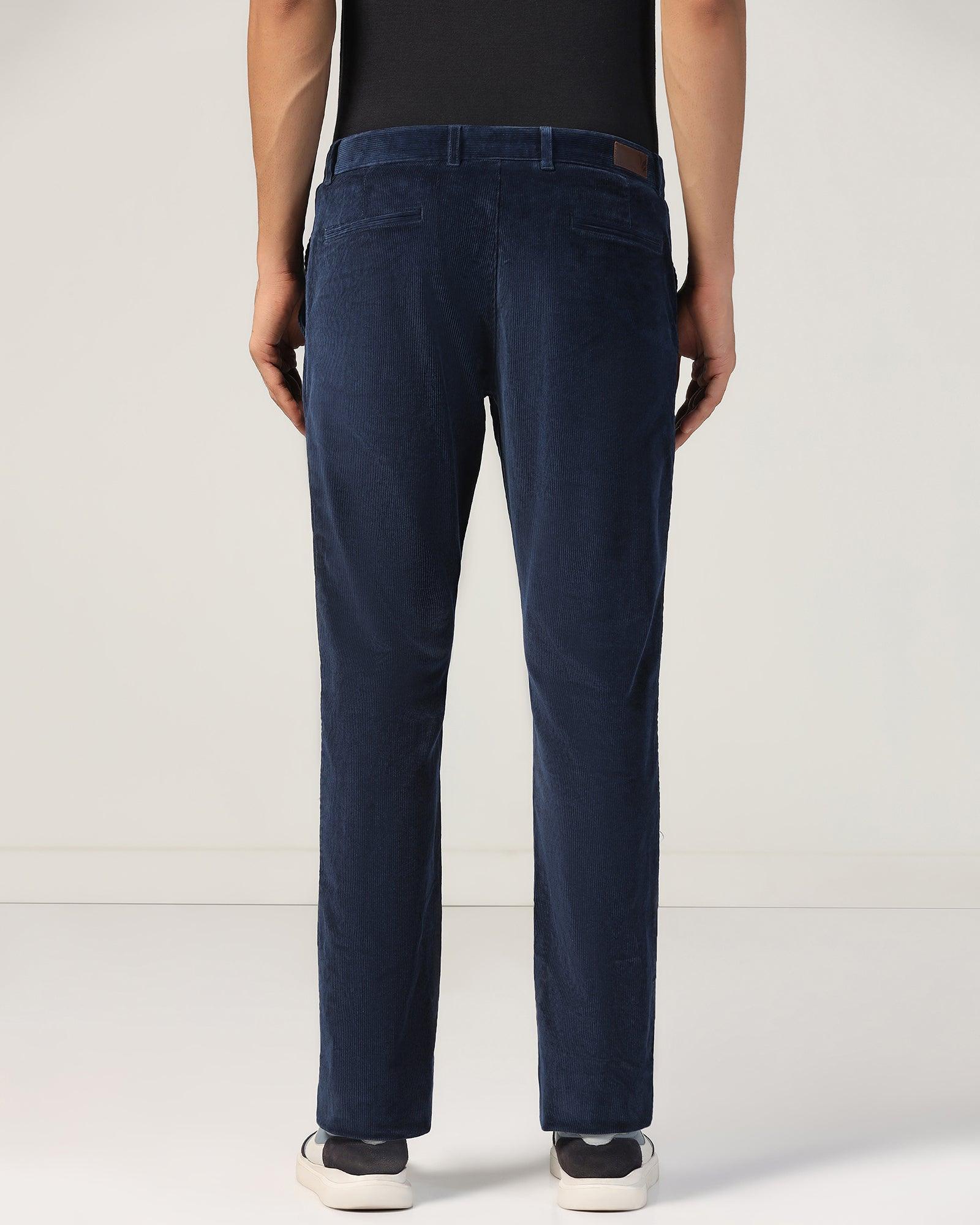Slim Comfort B-95 Corduroy Teal Solid Khakis - Magna - Image 2