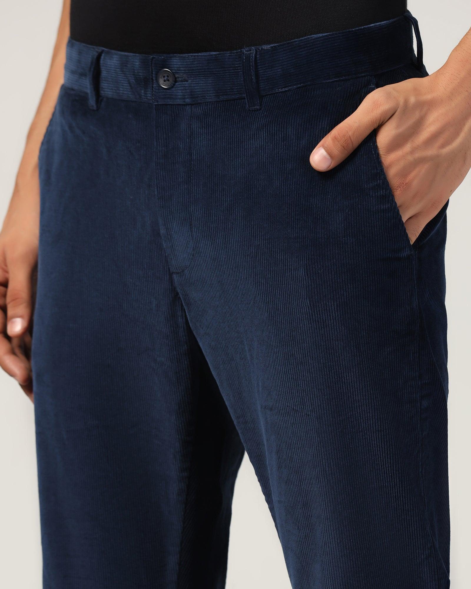 Slim Comfort B-95 Corduroy Teal Solid Khakis - Magna - Image 4