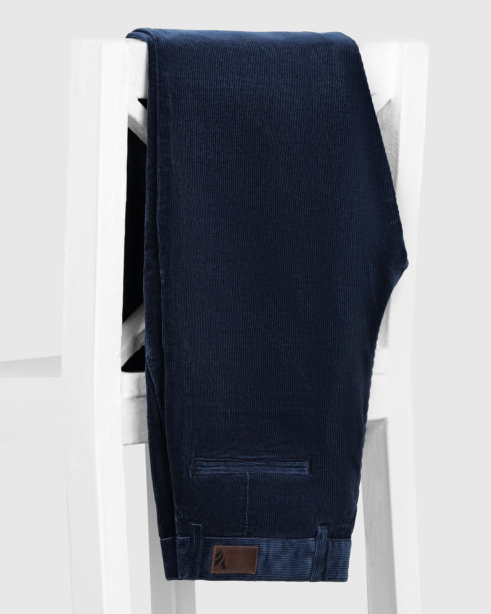 Slim Comfort B-95 Corduroy Teal Solid Khakis - Magna - Image 5