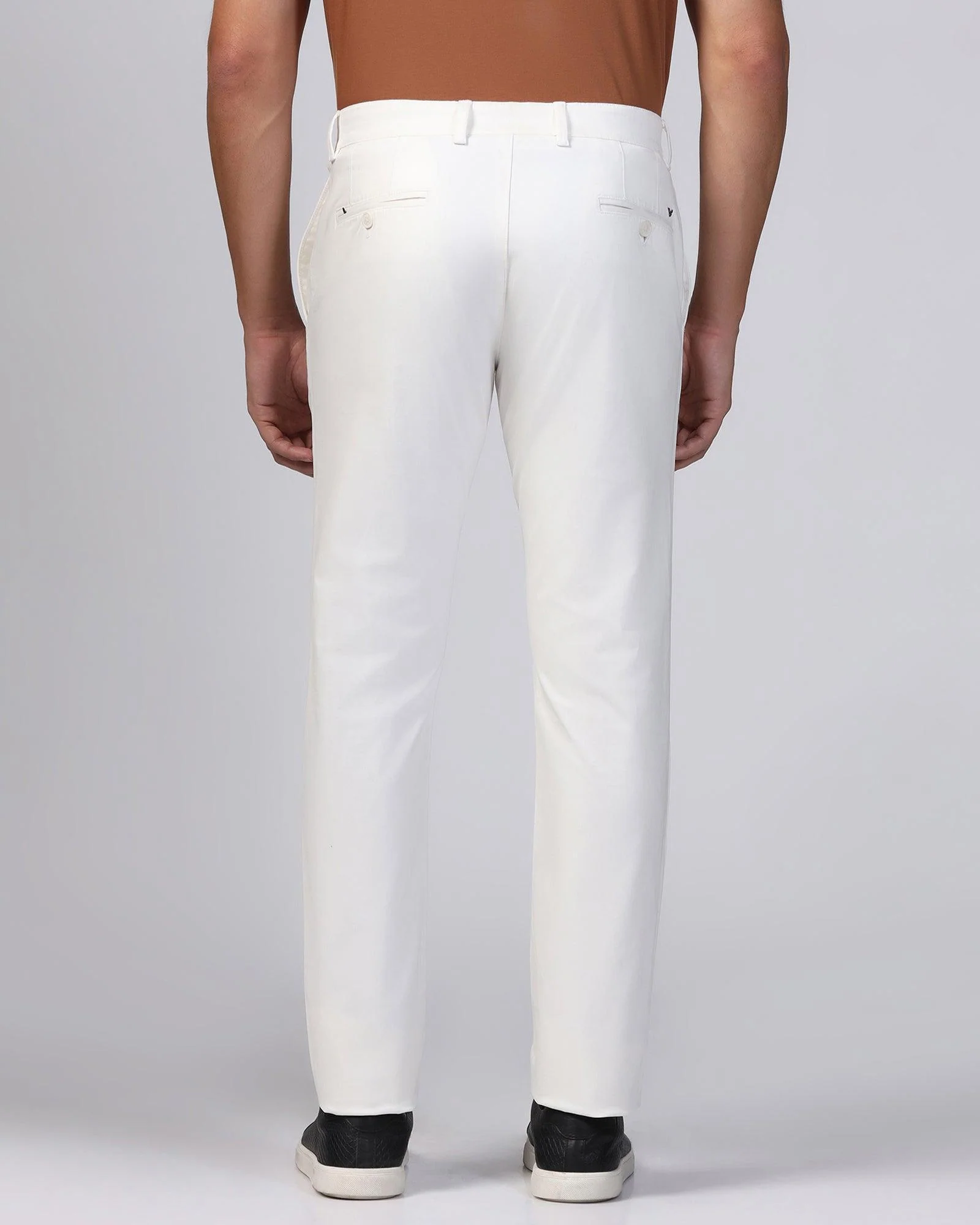 Slim Comfort B-95 Casual White Solid Khakis - Tron - Image 2