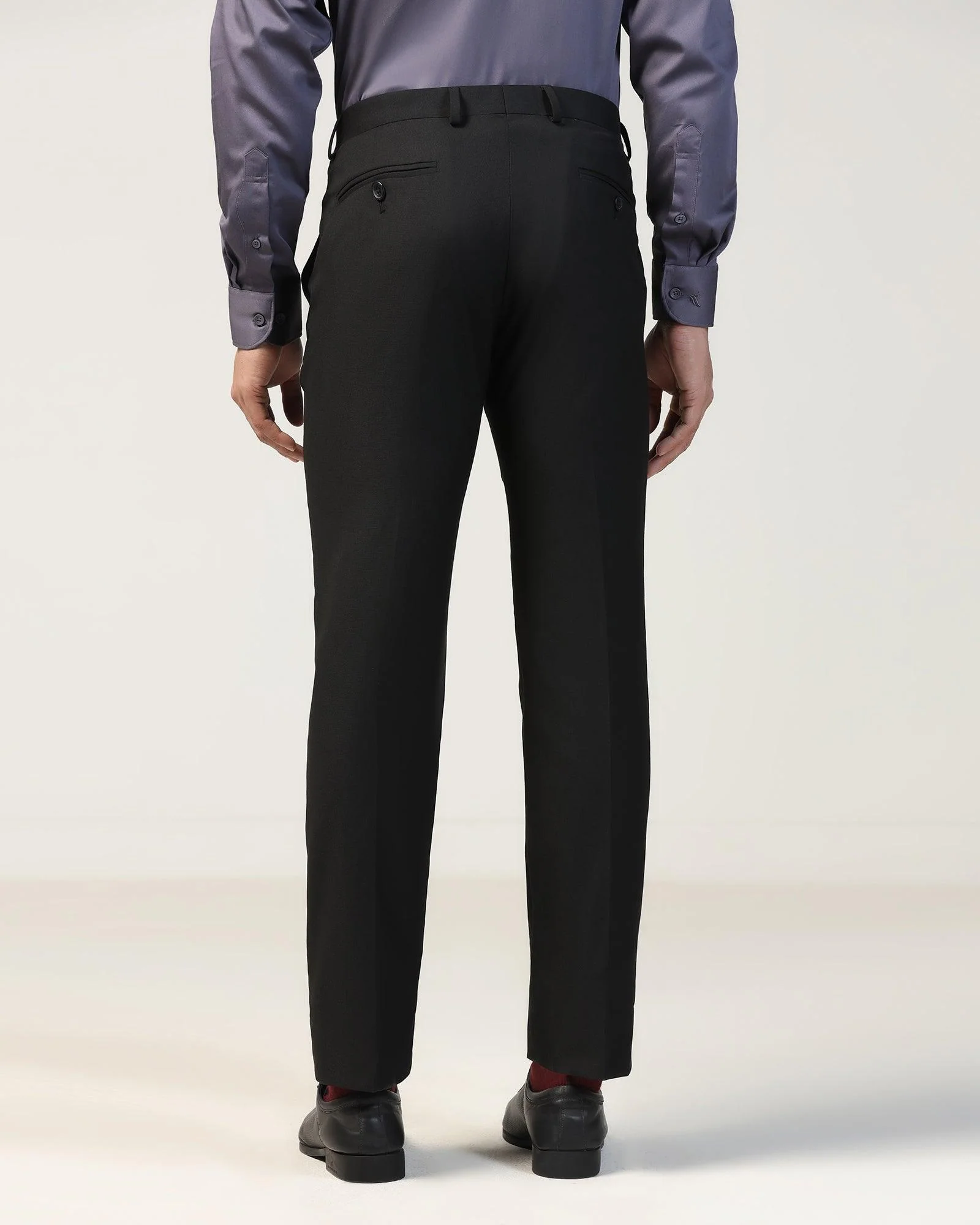 Slim Comfort B-95 Formal Black Textured Trouser - Black - Image 2