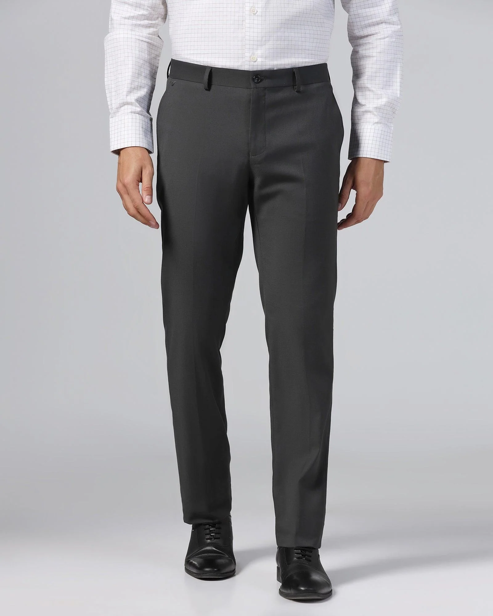 Slim Comfort B-95 Formal Charcoal Solid Trouser - Eldorado - Image 3