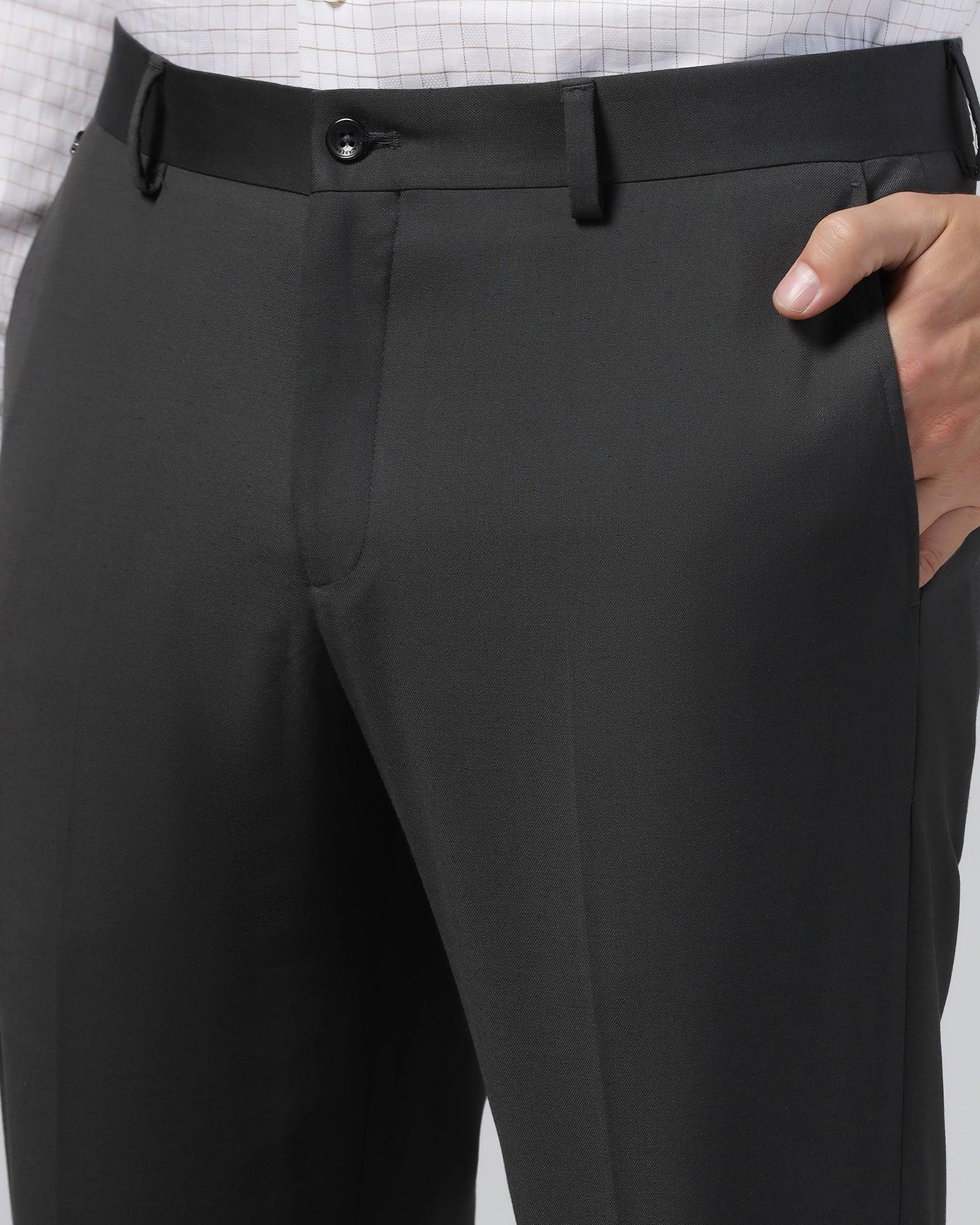Slim Comfort B-95 Formal Charcoal Solid Trouser - Eldorado - Image 4