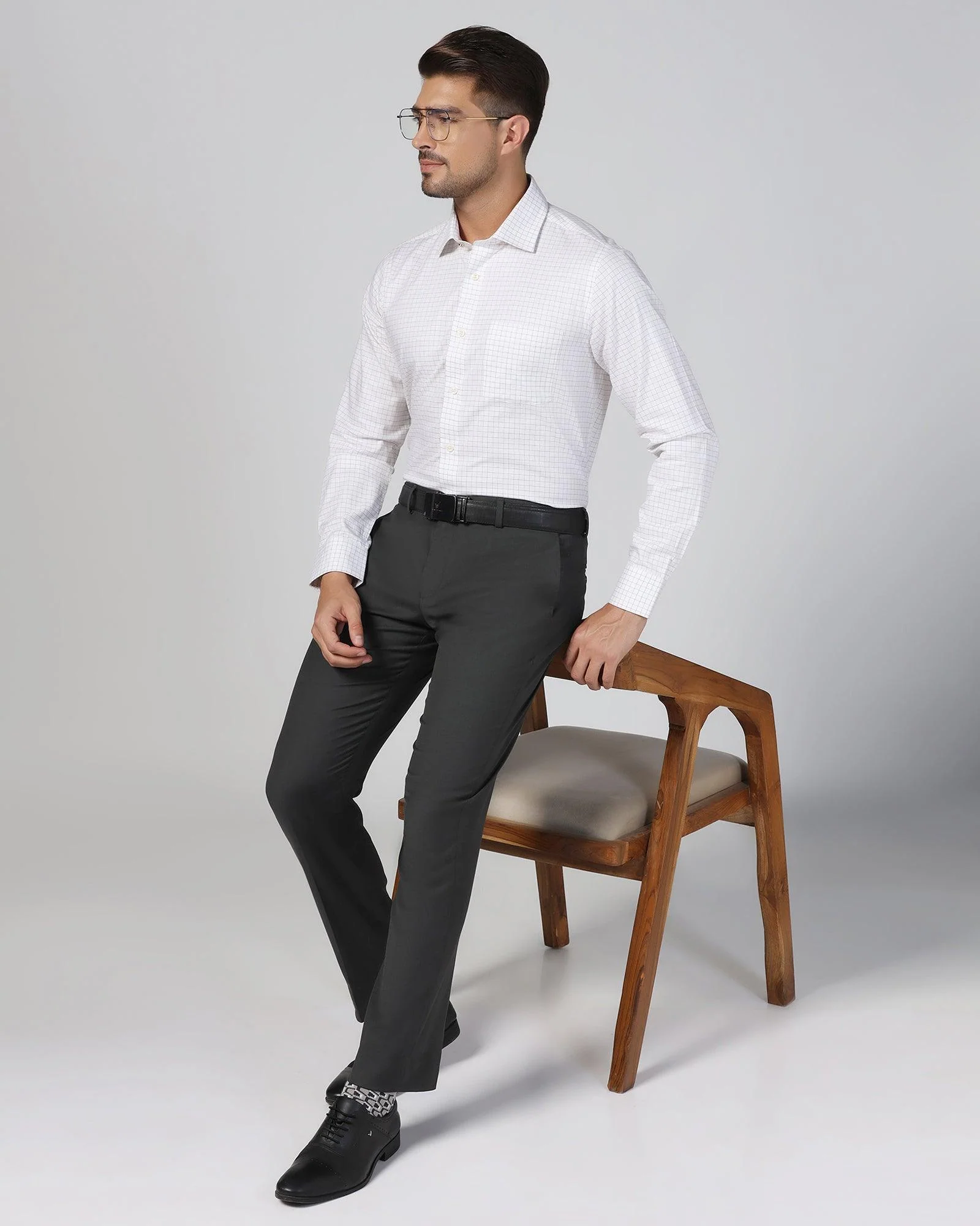 Slim Comfort B-95 Formal Charcoal Solid Trouser - Eldorado - Image 7