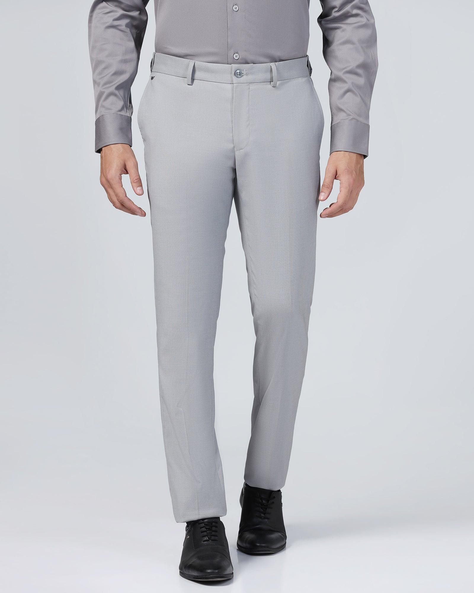 Slim Comfort B-95 Formal Light Grey Textured Trouser - Mazda - Image 3