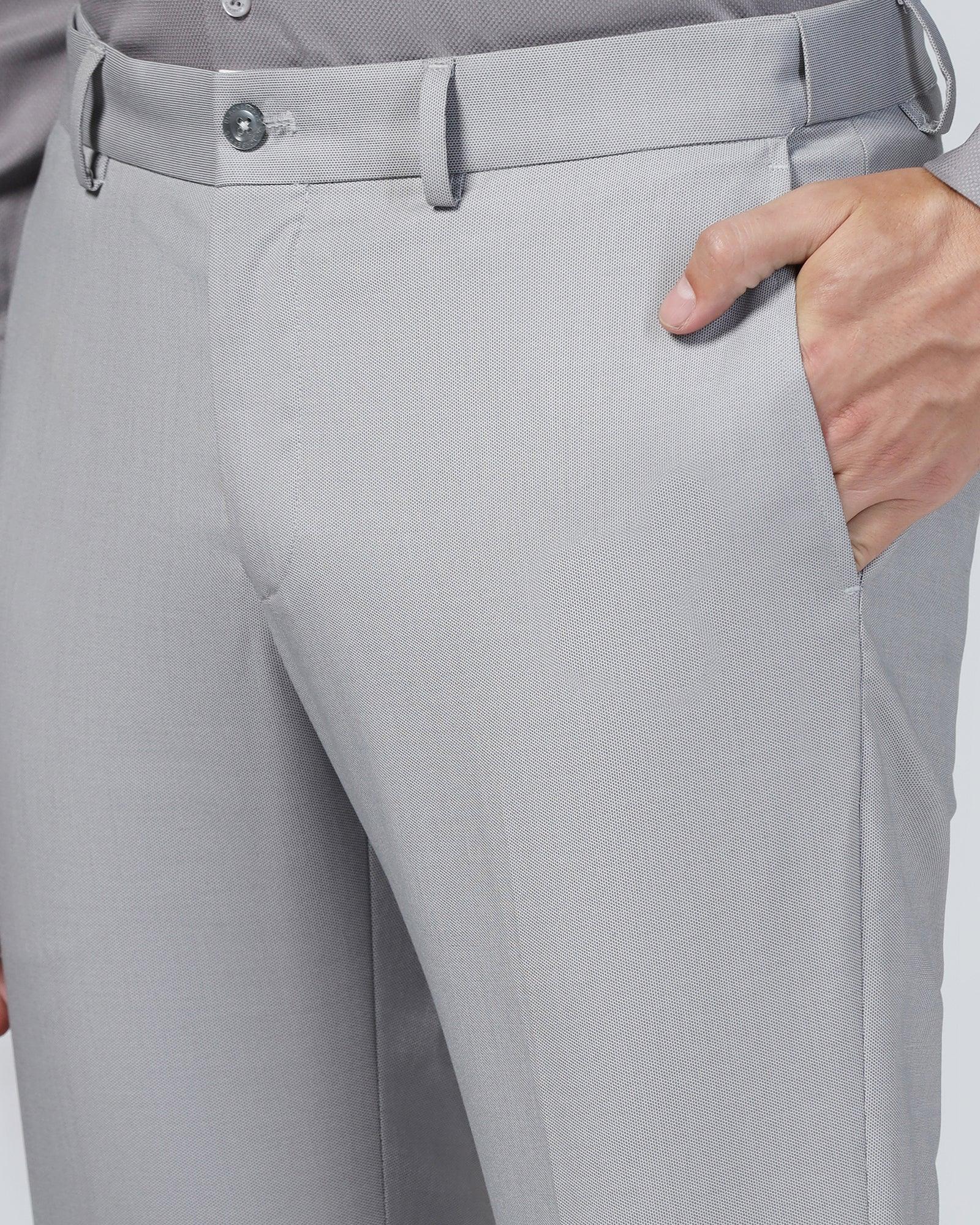 Slim Comfort B-95 Formal Light Grey Textured Trouser - Mazda - Image 4