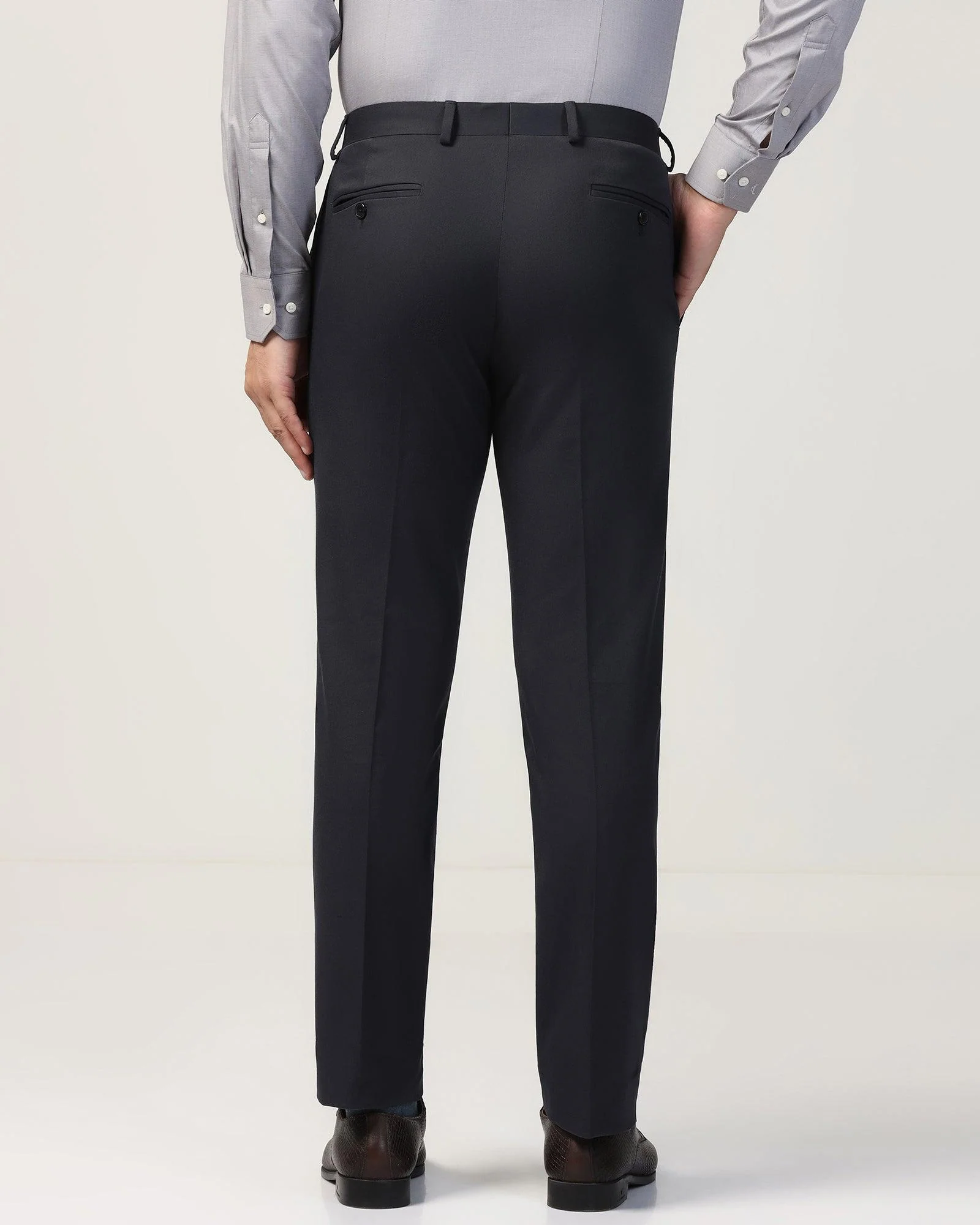 Slim Comfort B-95 Formal Navy Solid Trouser - Eldorado - Image 2