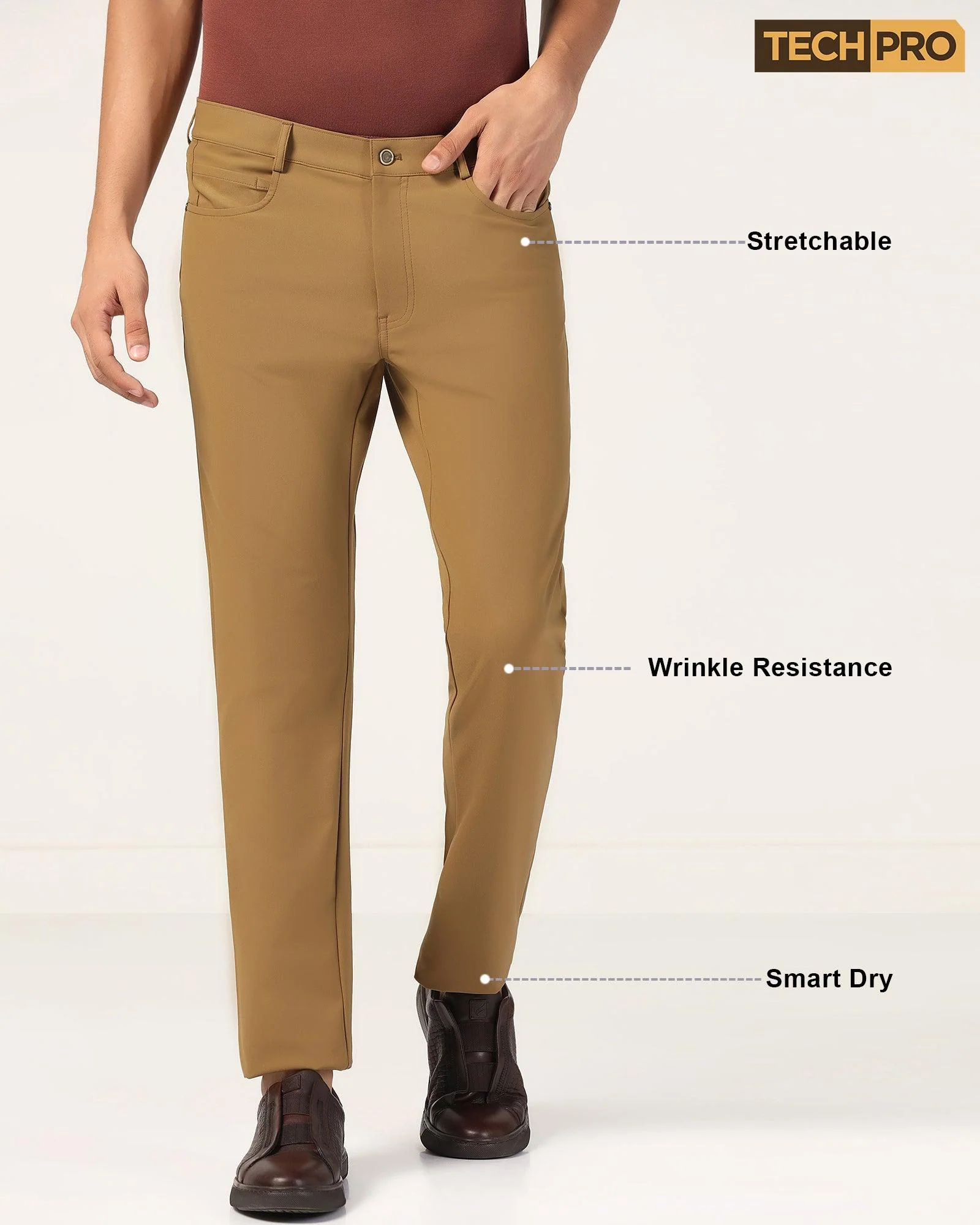 TechPro Slim Comfort Casual Khaki Solid Khakis - Gogg - Image 8