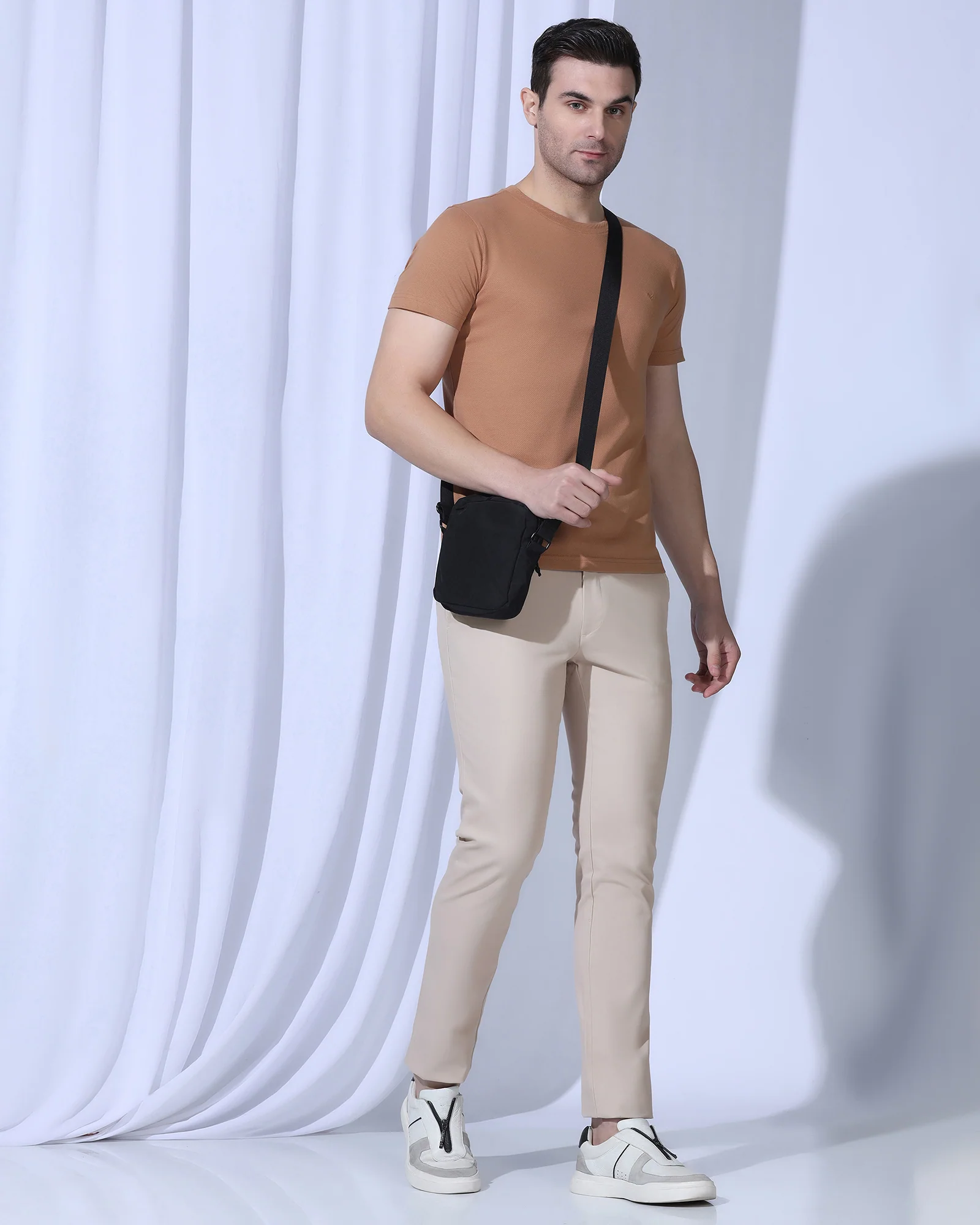 Slim Fit B-91 Casual Beige Textured Khakis - Kary - Image 7