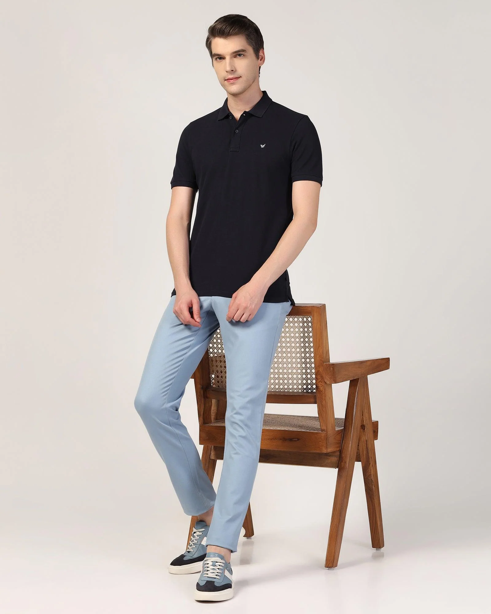 Slim Fit B-91 Casual Blue Solid Khakis - Mint - Image 6