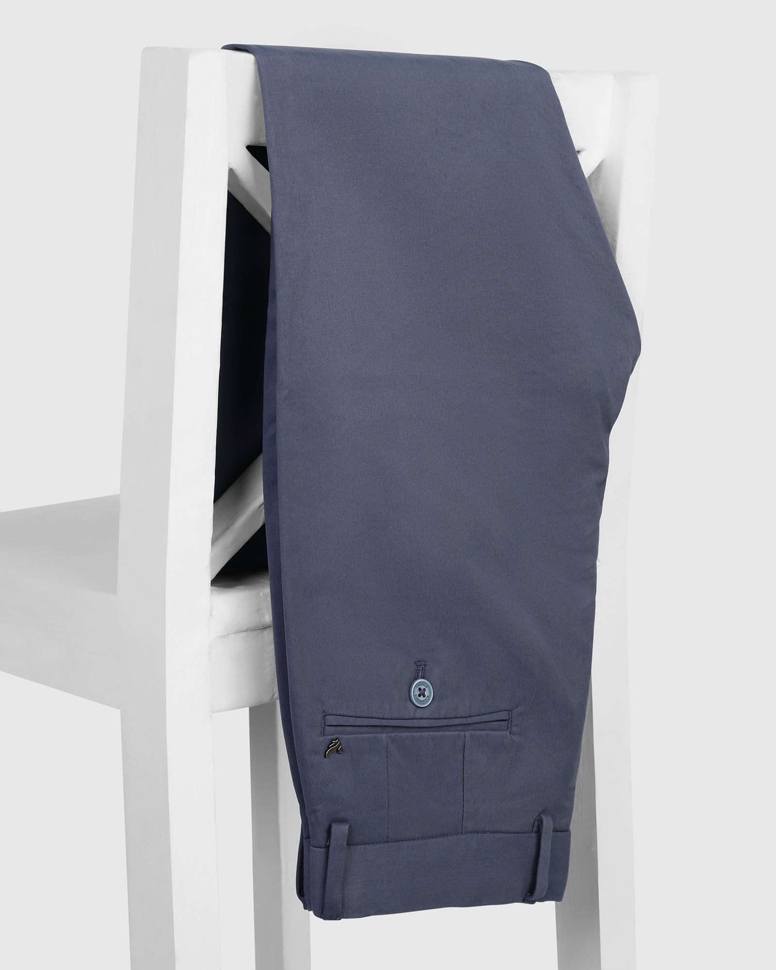 Slim Fit B-91 Casual Blue Solid Khakis - Mario - Image 5