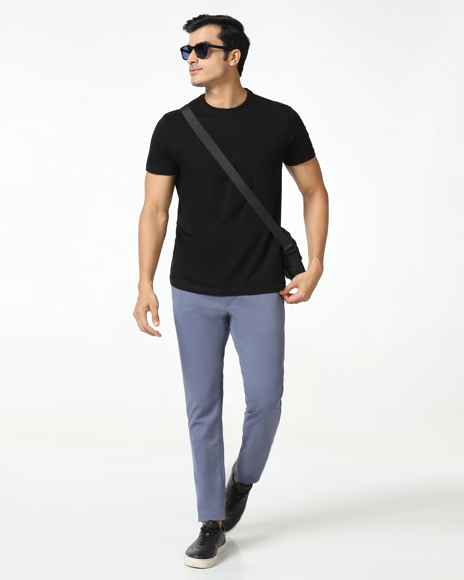 Slim Fit B-91 Casual Blue Solid Khakis - Mario - Image 7