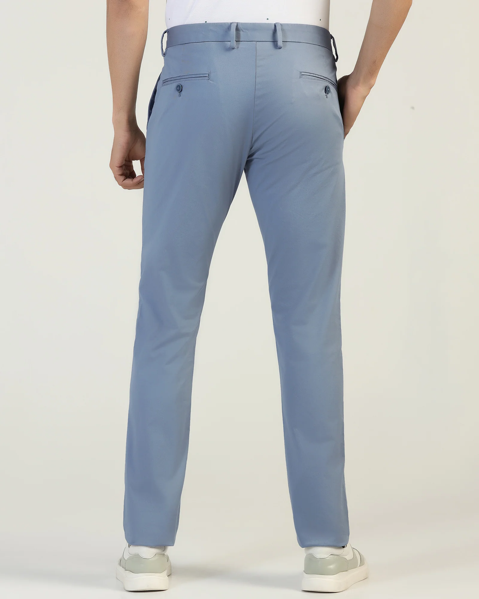 Slim Fit B-91 Casual Blue Solid Khakis - Martin - Image 2