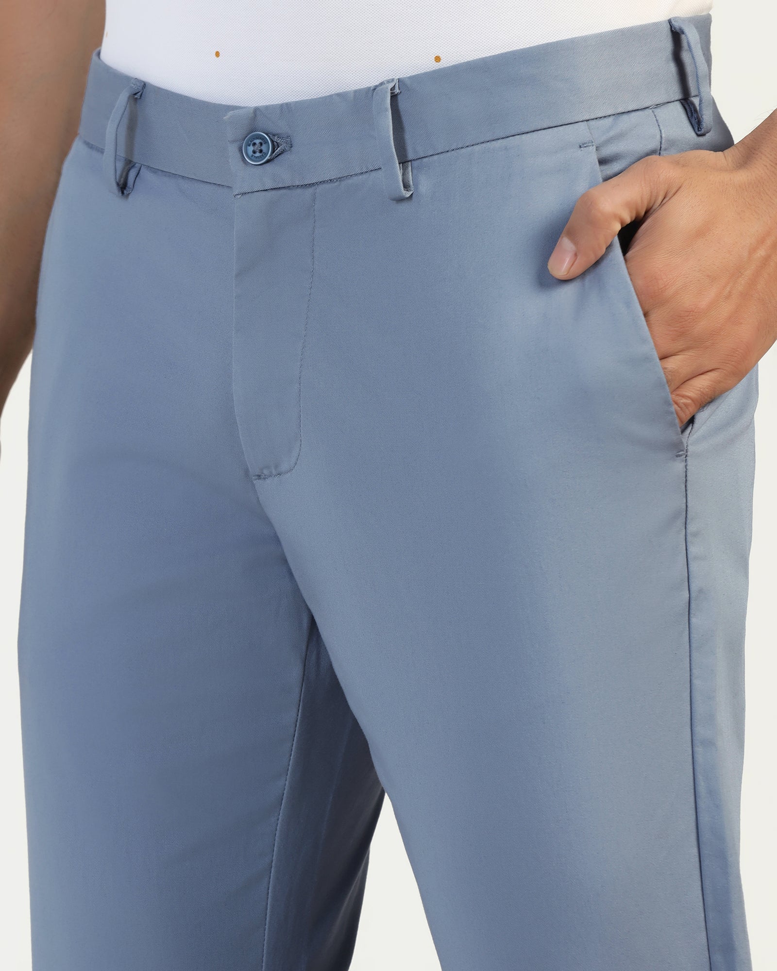 Slim Fit B-91 Casual Blue Solid Khakis - Martin - Image 4