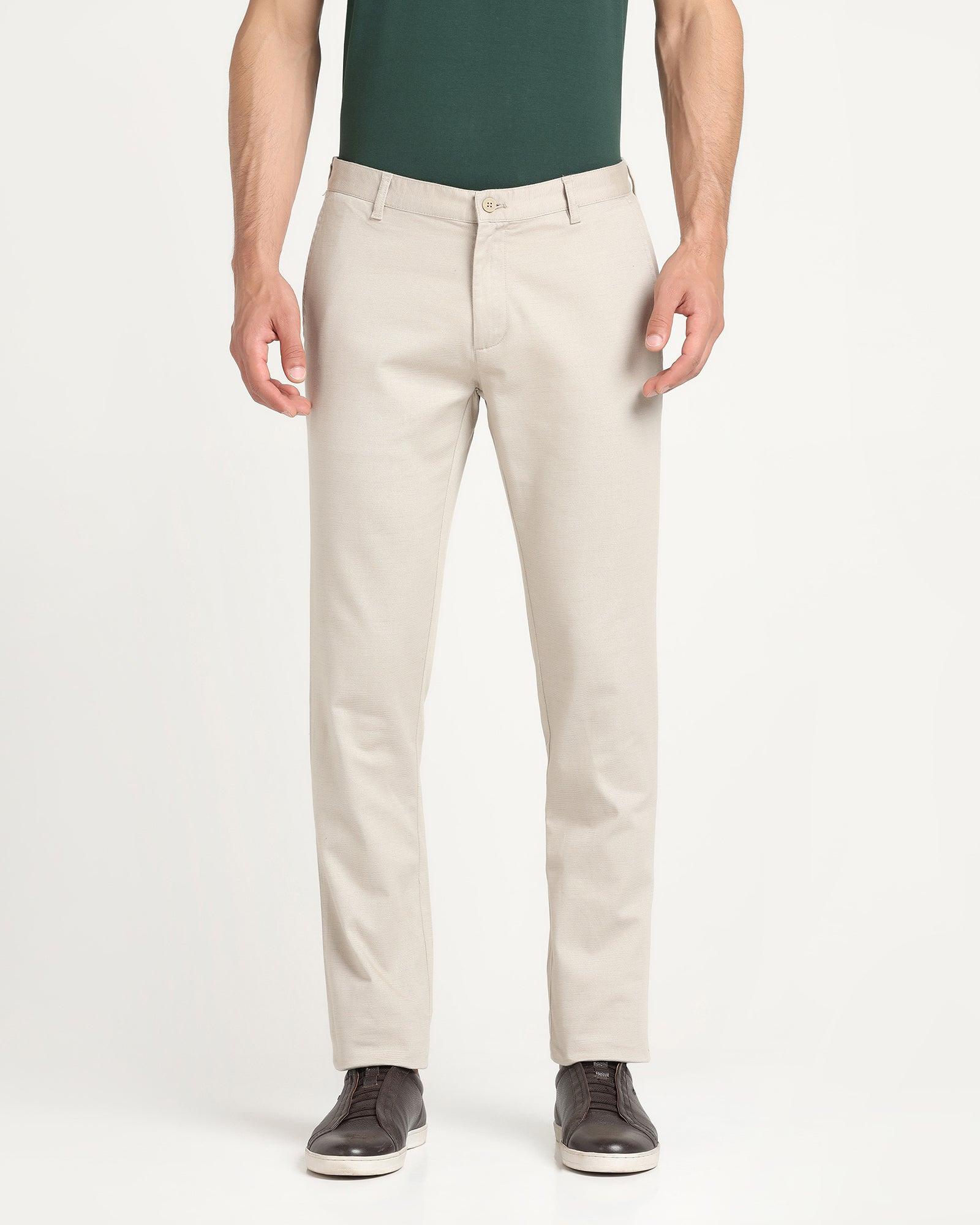 Slim Fit B-91 Casual Cream Printed Khakis - Reno - Image 3