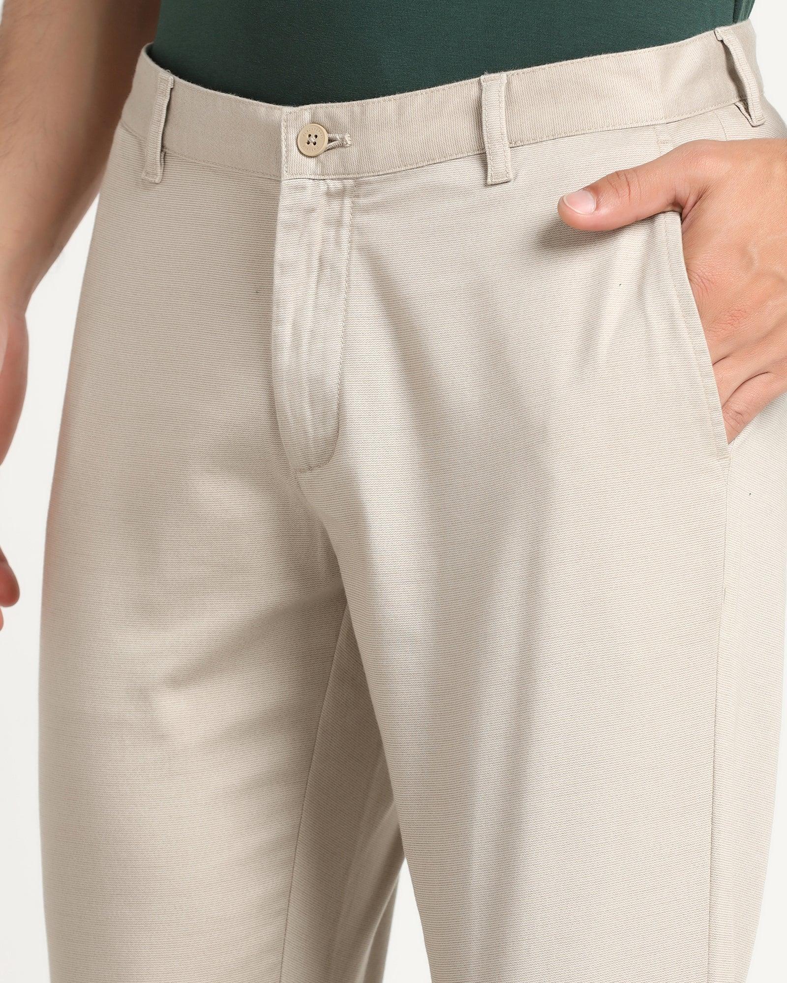 Slim Fit B-91 Casual Cream Printed Khakis - Reno - Image 4