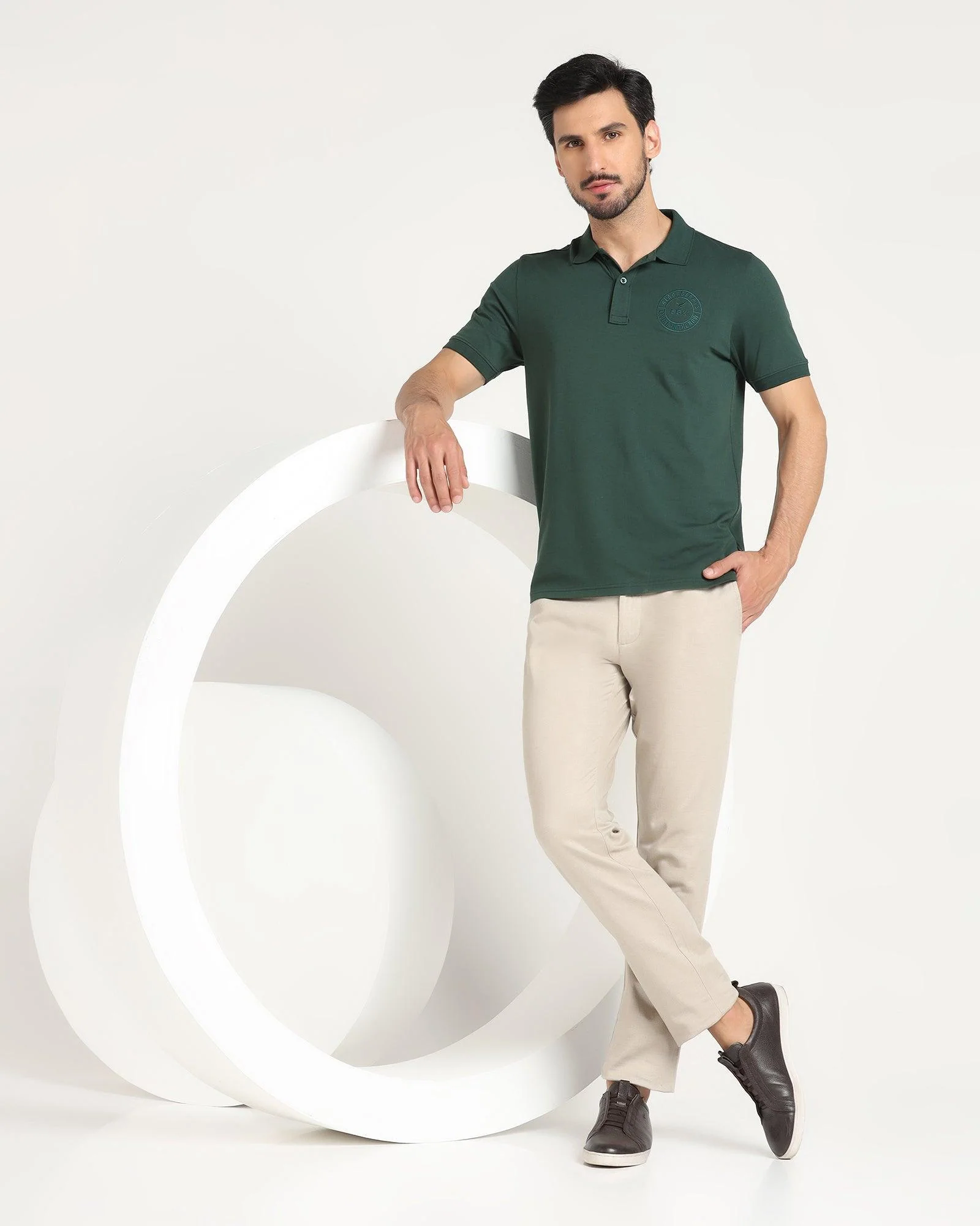 Slim Fit B-91 Casual Cream Printed Khakis - Reno - Image 6