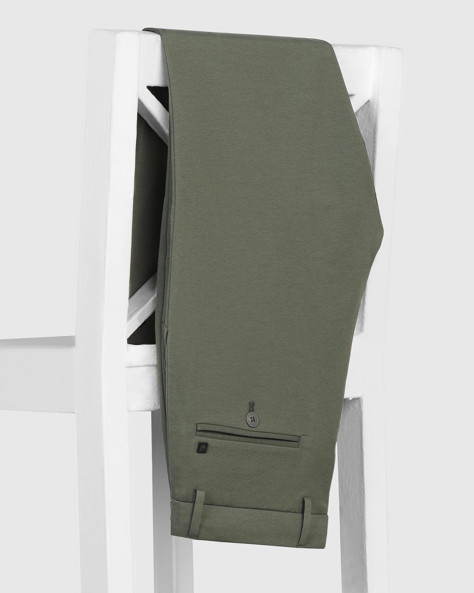 TechPro Slim Fit B-91 Casual Dark Olive Solid Khakis - Ziea - Image 5