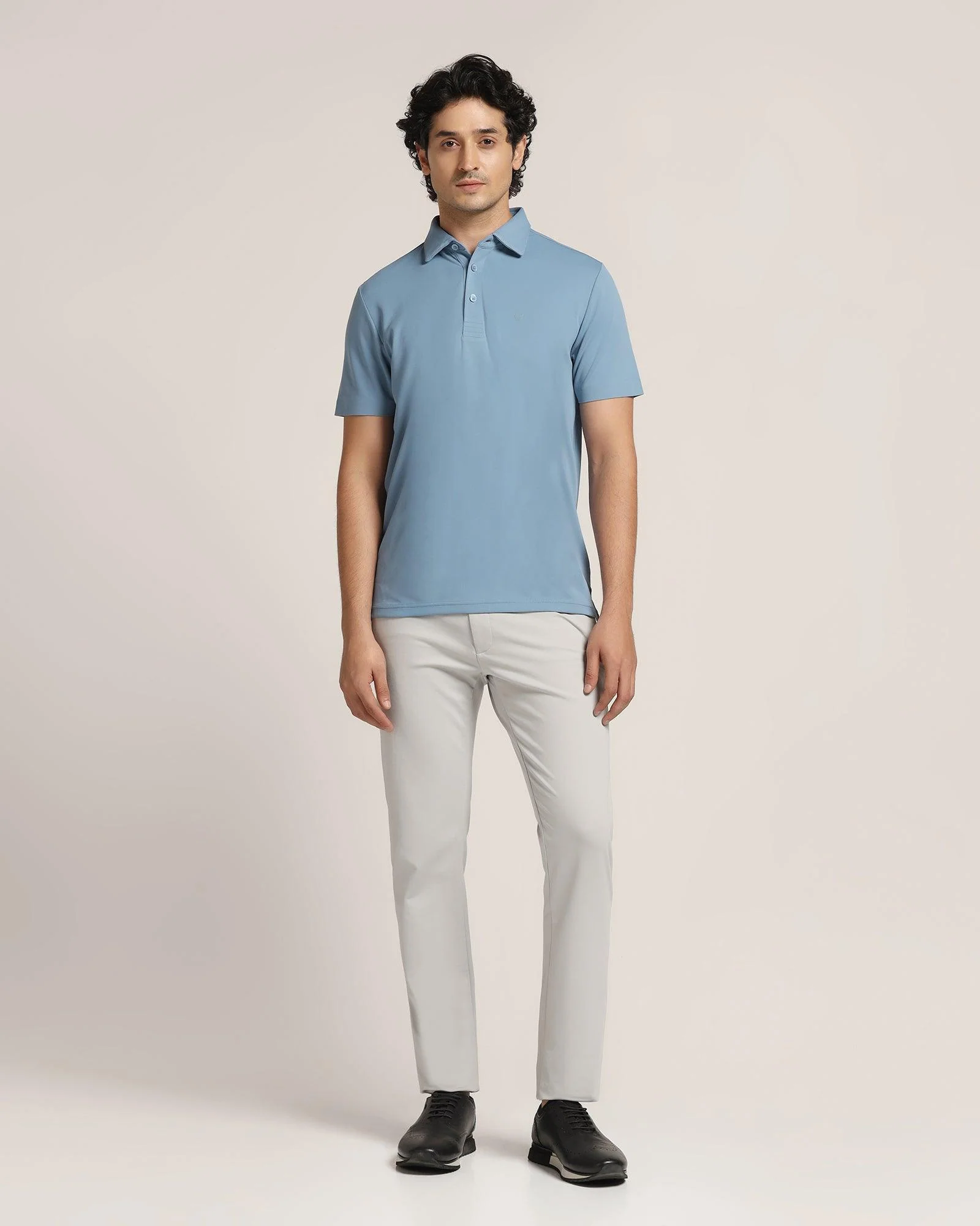TechPro Slim Fit B-91 Casual Grey Solid Khakis - Ziea - Image 3