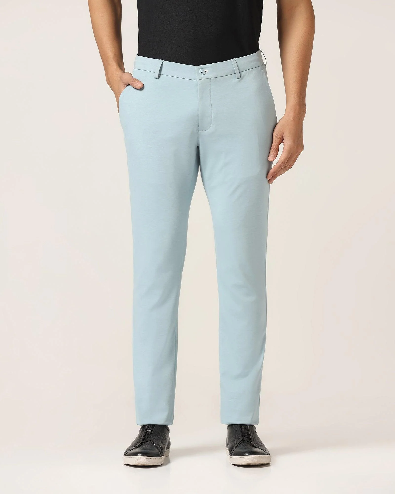 TechPro Slim Fit B-91 Casual Ice Blue Solid Khakis - Ziea - Image 3