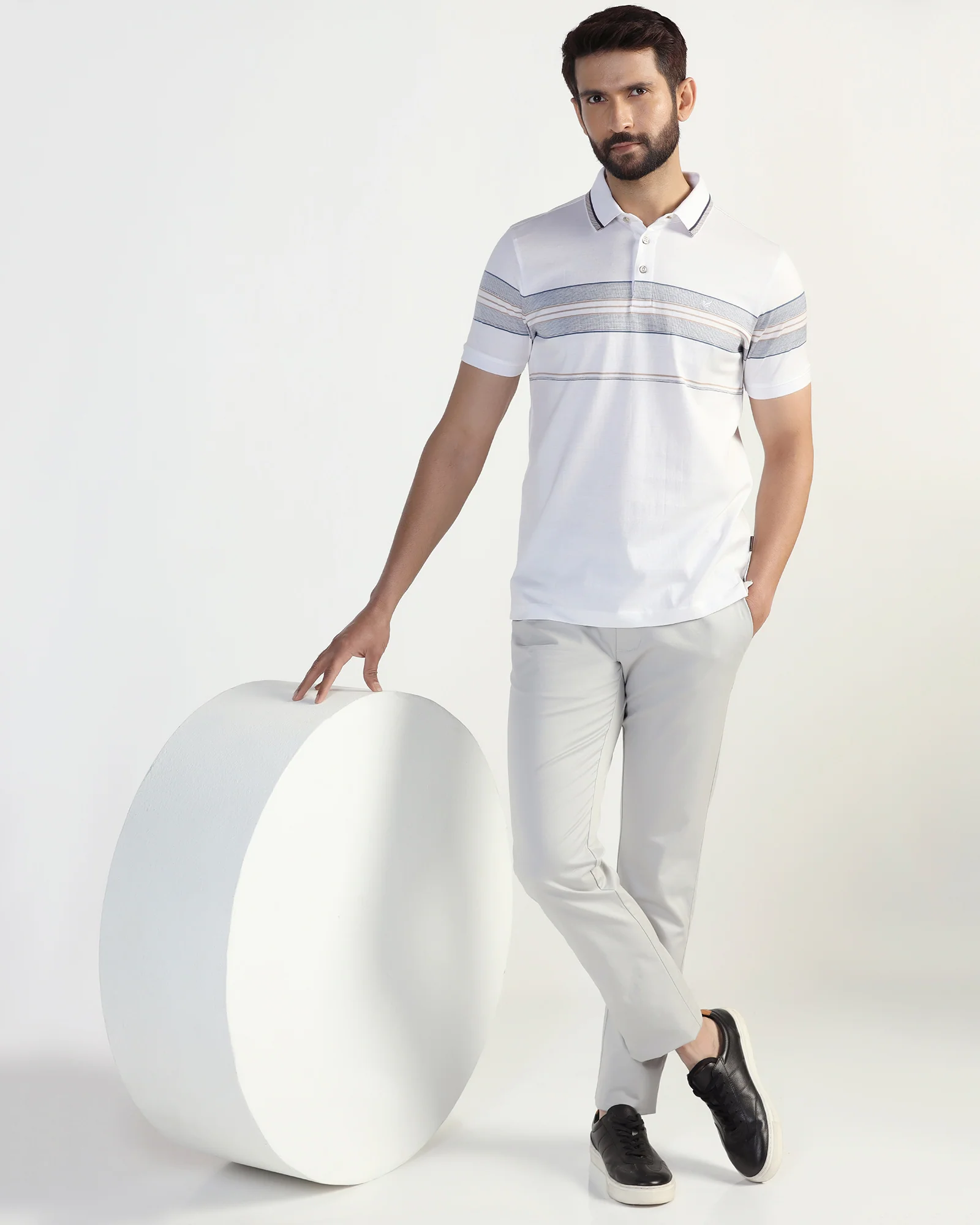 Slim Fit B-91 Casual Light Grey Solid Khakis - Martin - Image 7