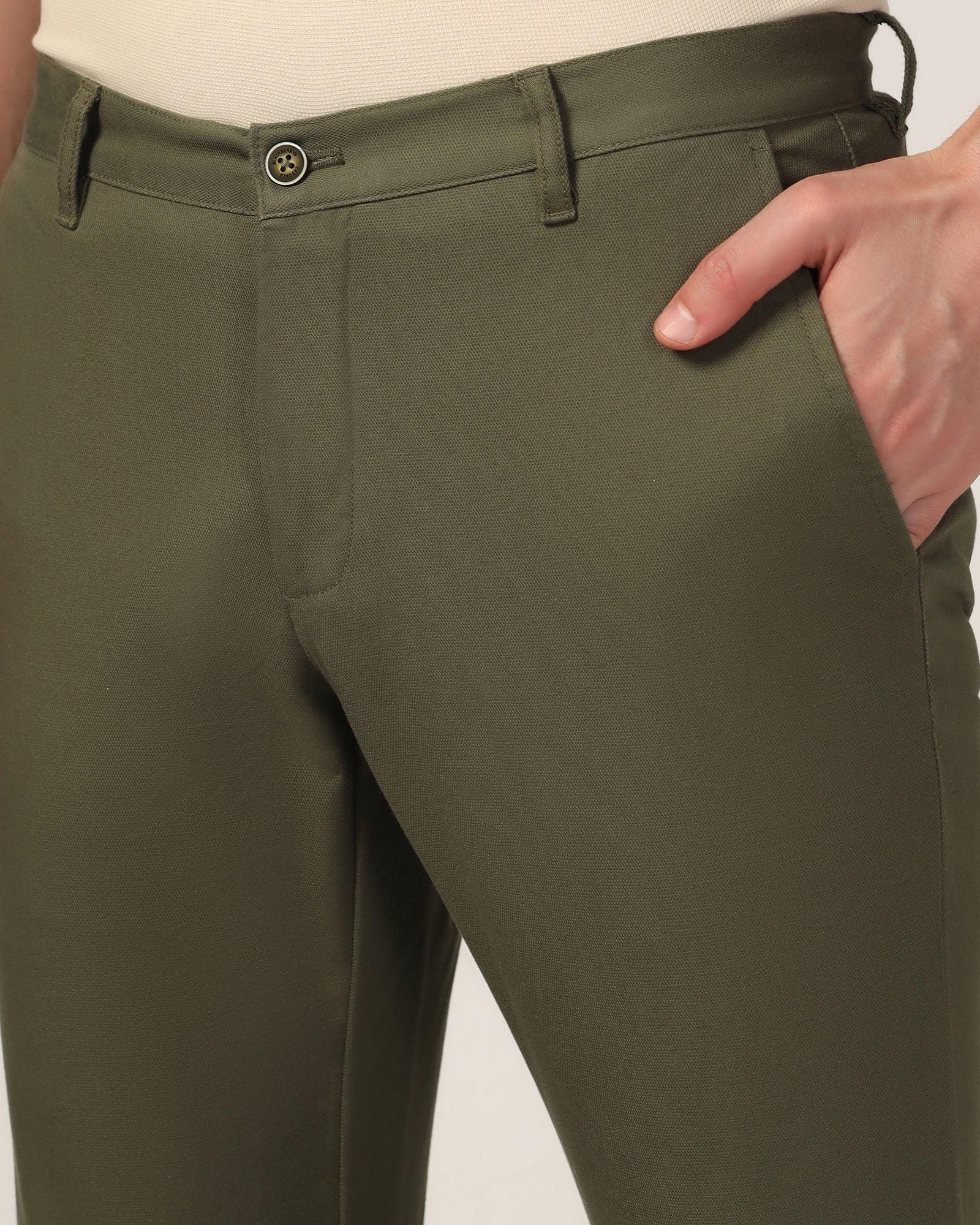 Slim Fit B-91 Casual Olive Solid Khakis - Mint - Image 4