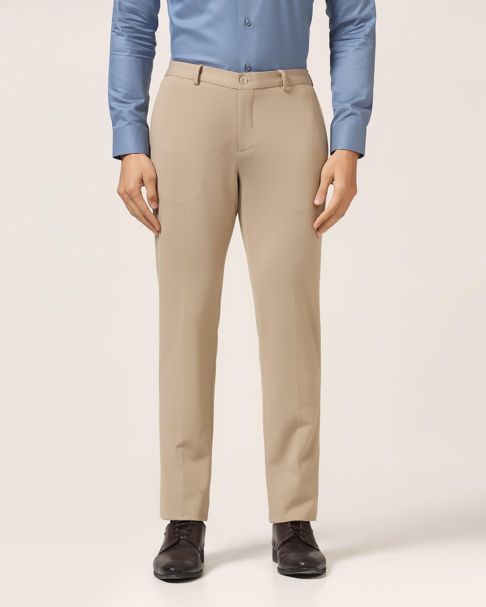 Slim Fit B-91 Formal Beige Textured Trouser - Ace - Image 3