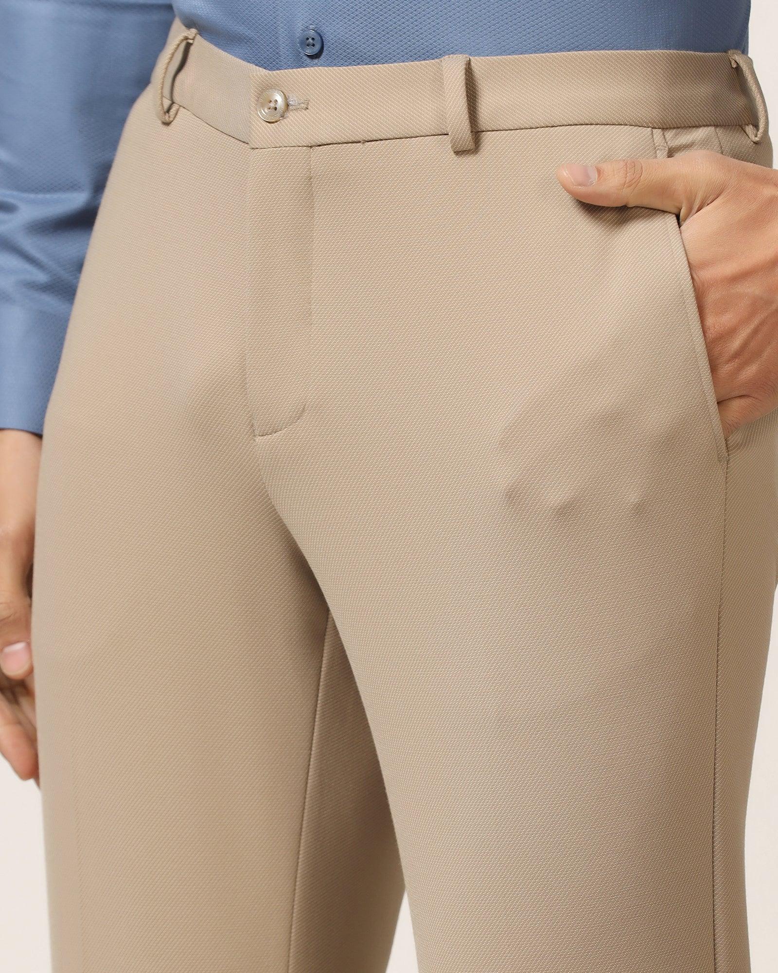 Slim Fit B-91 Formal Beige Textured Trouser - Ace - Image 4