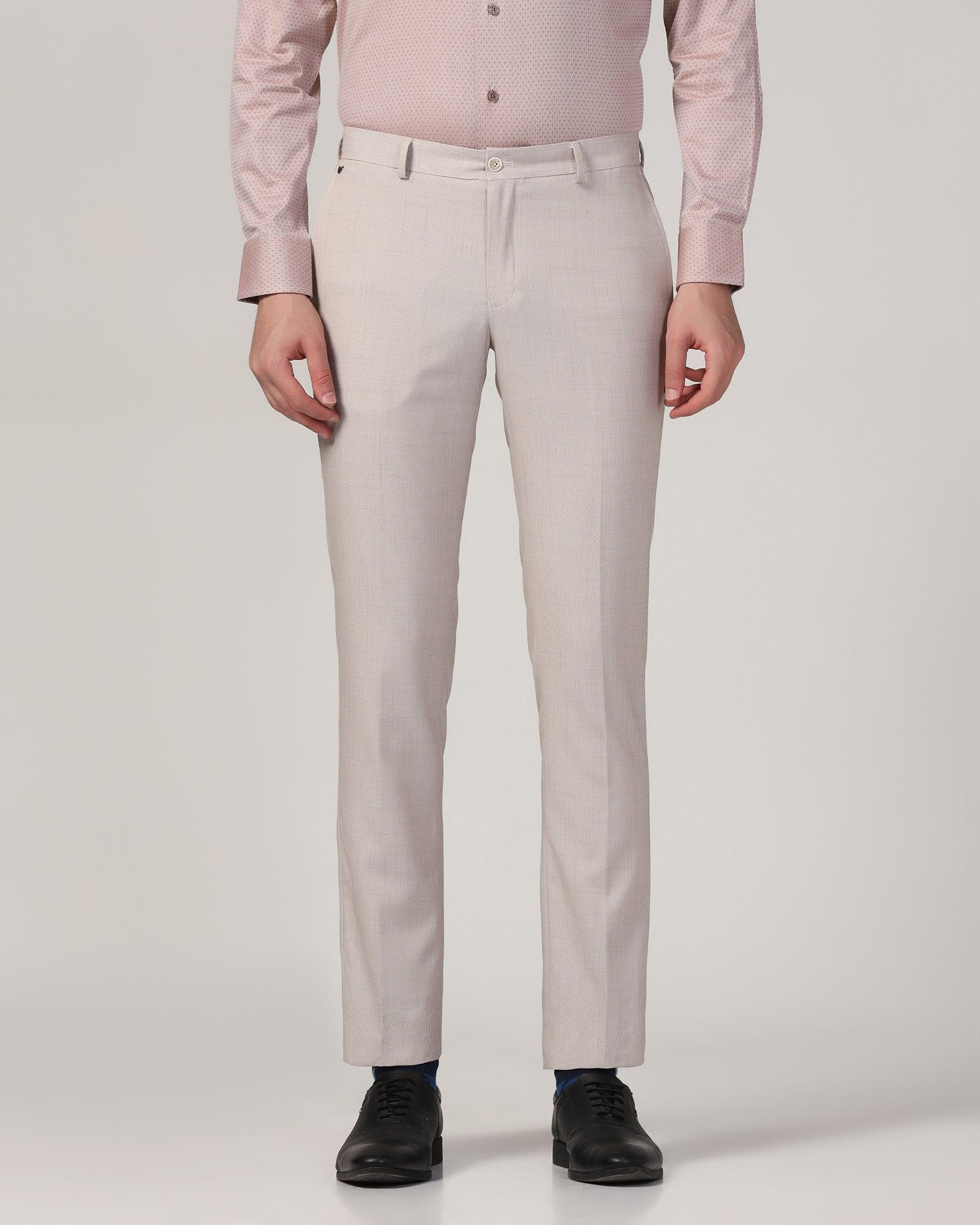 Slim Fit B-91 Formal Beige Textured Trouser - Harley - Image 3