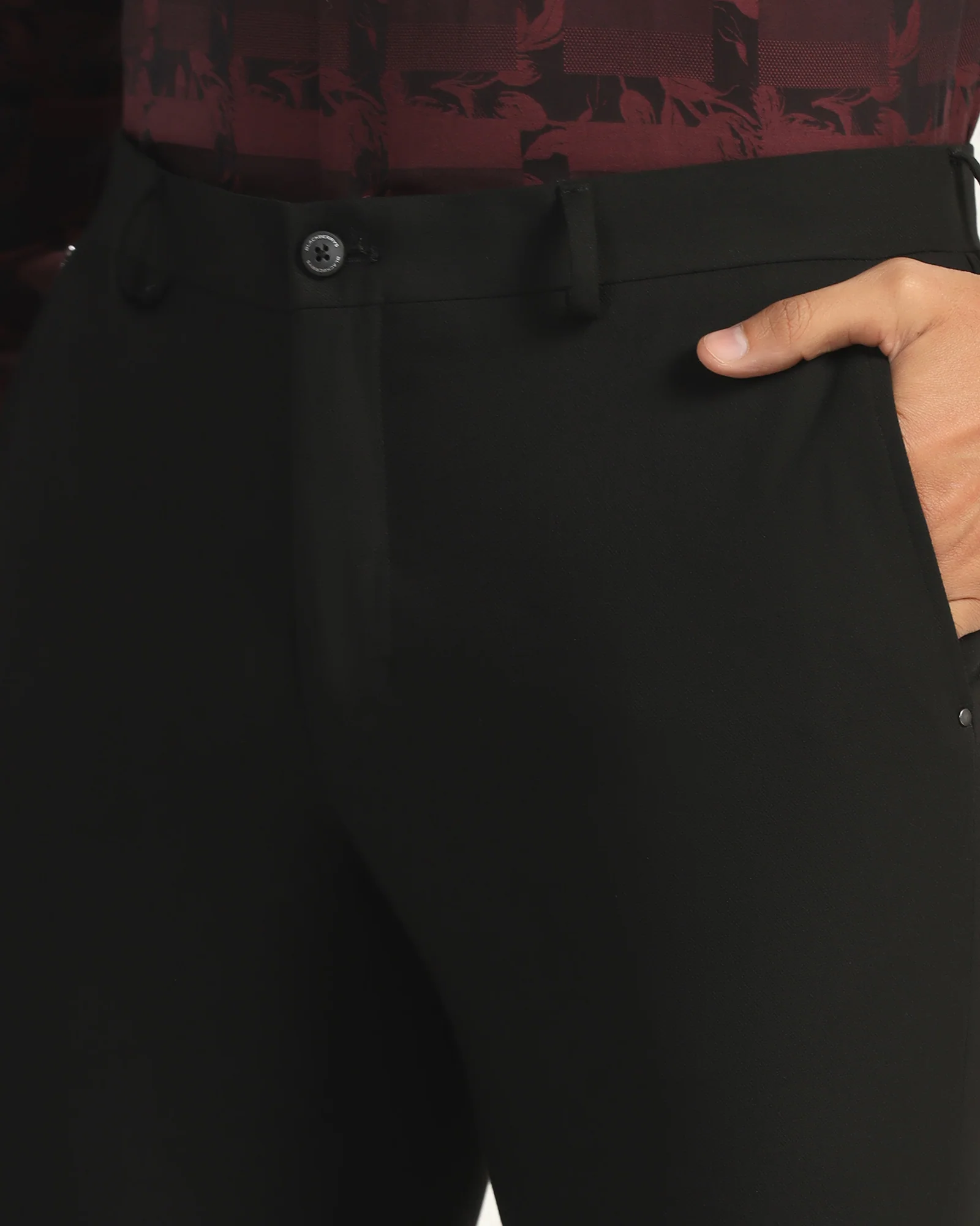 Slim Fit B-91 Formal Black Solid Trouser - Black 263 - Image 4