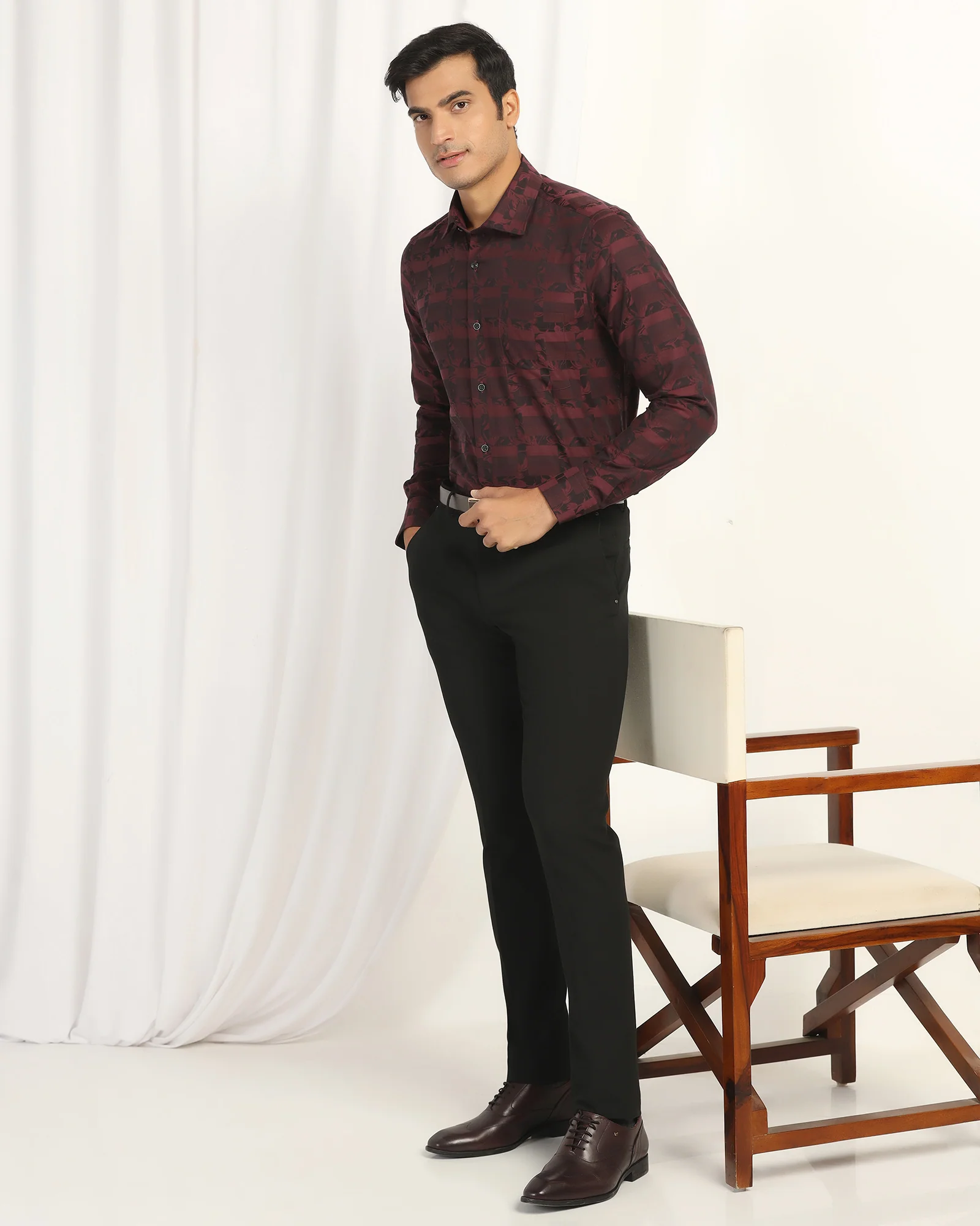 Slim Fit B-91 Formal Black Solid Trouser - Black 263 - Image 7