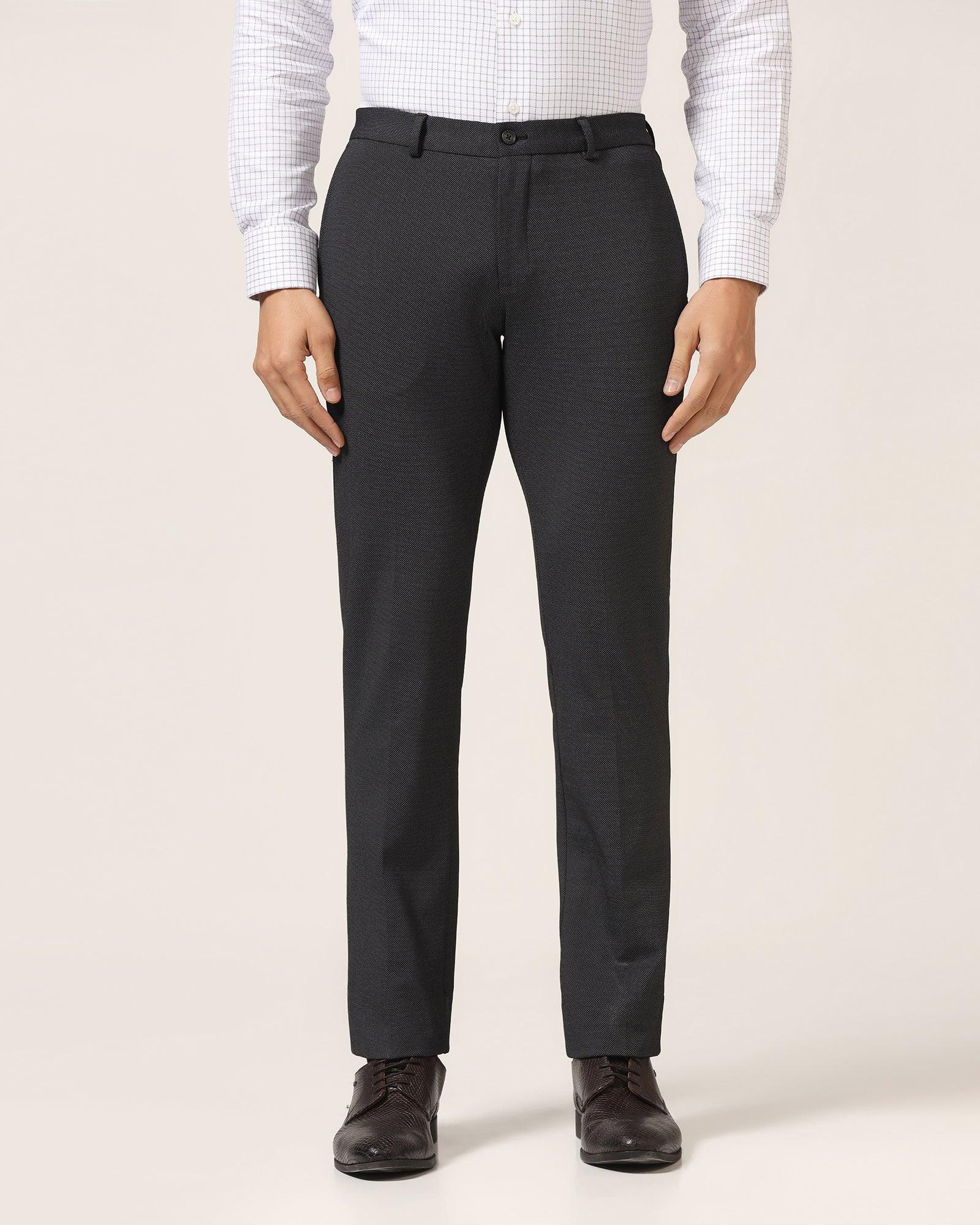 Slim Fit B-91 Formal Black Textured Trouser - Ace - Image 3