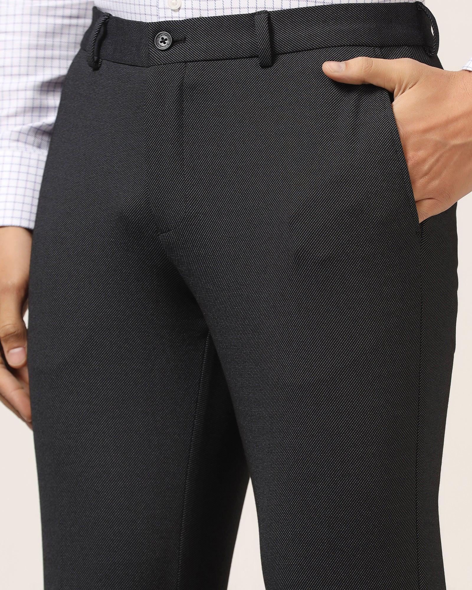 Slim Fit B-91 Formal Black Textured Trouser - Ace - Image 4