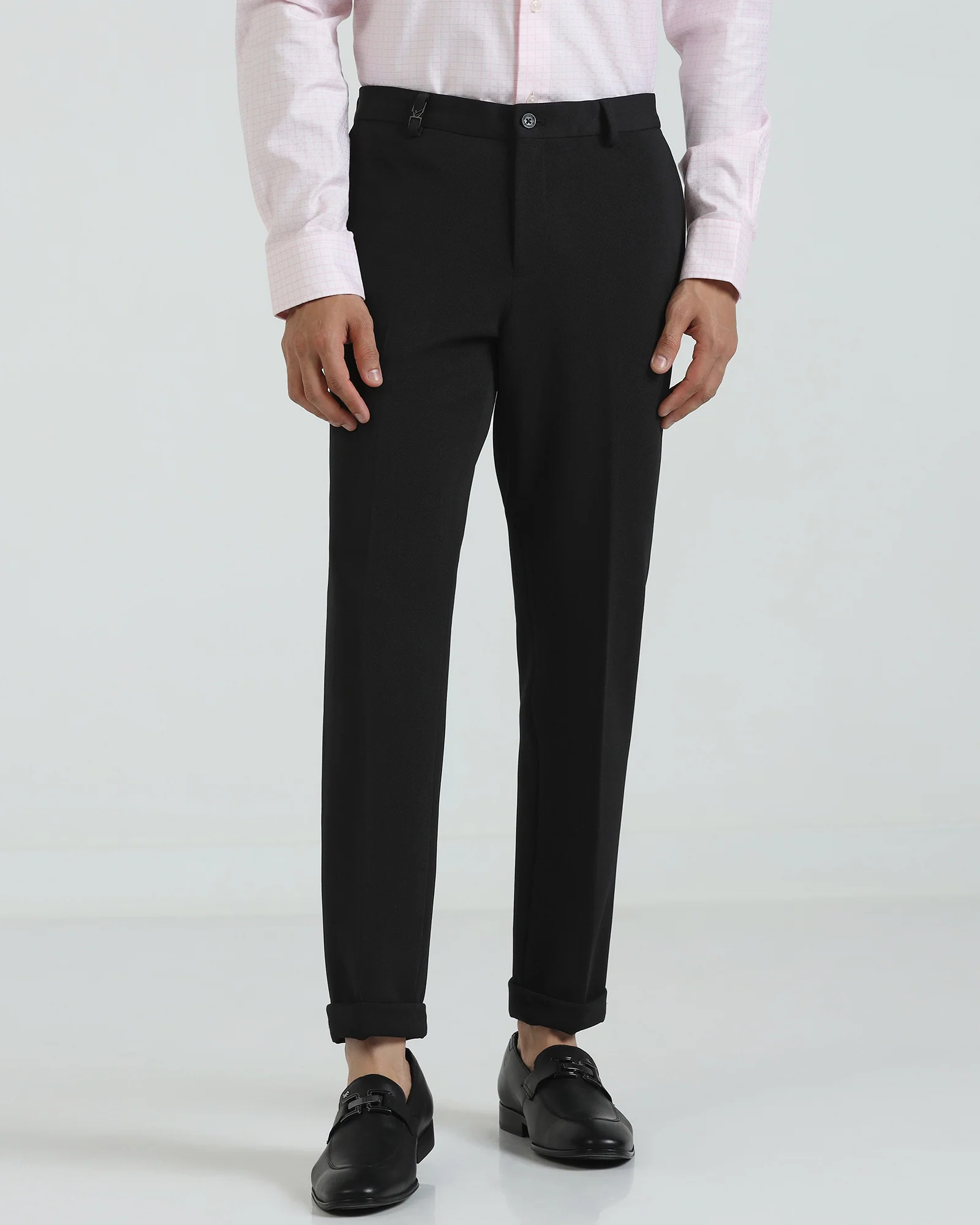 Slim Fit B-91 Formal Black Textured Trouser - Davidoff - Image 3