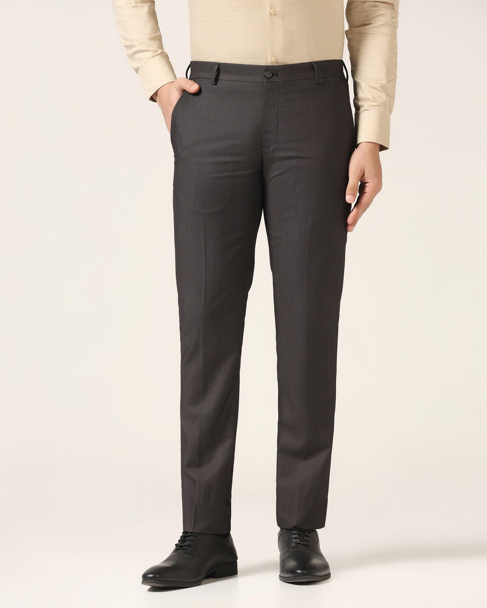Slim Fit B-91 Formal Black Textured Trouser - Steed - Image 3