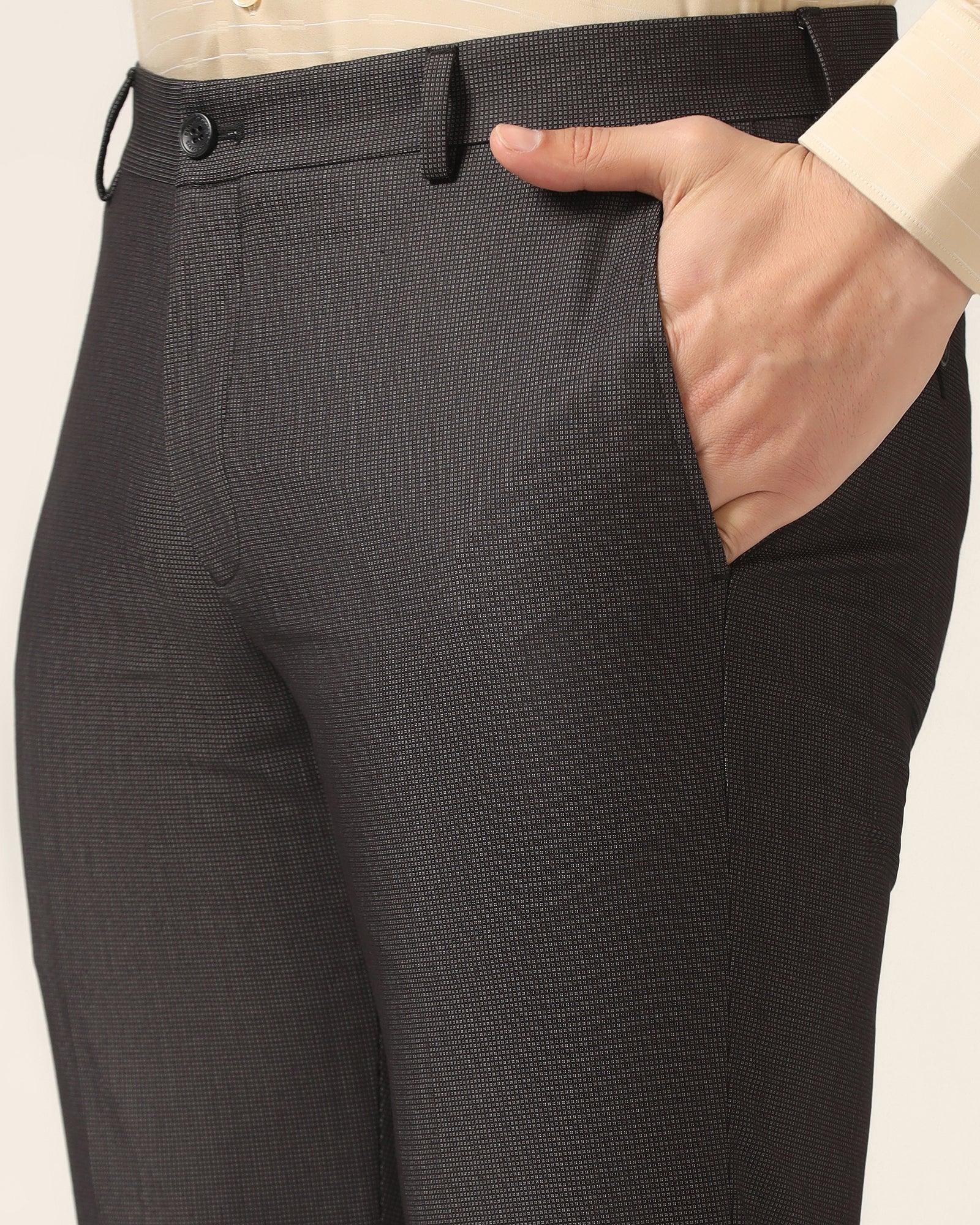 Slim Fit B-91 Formal Black Textured Trouser - Steed - Image 4