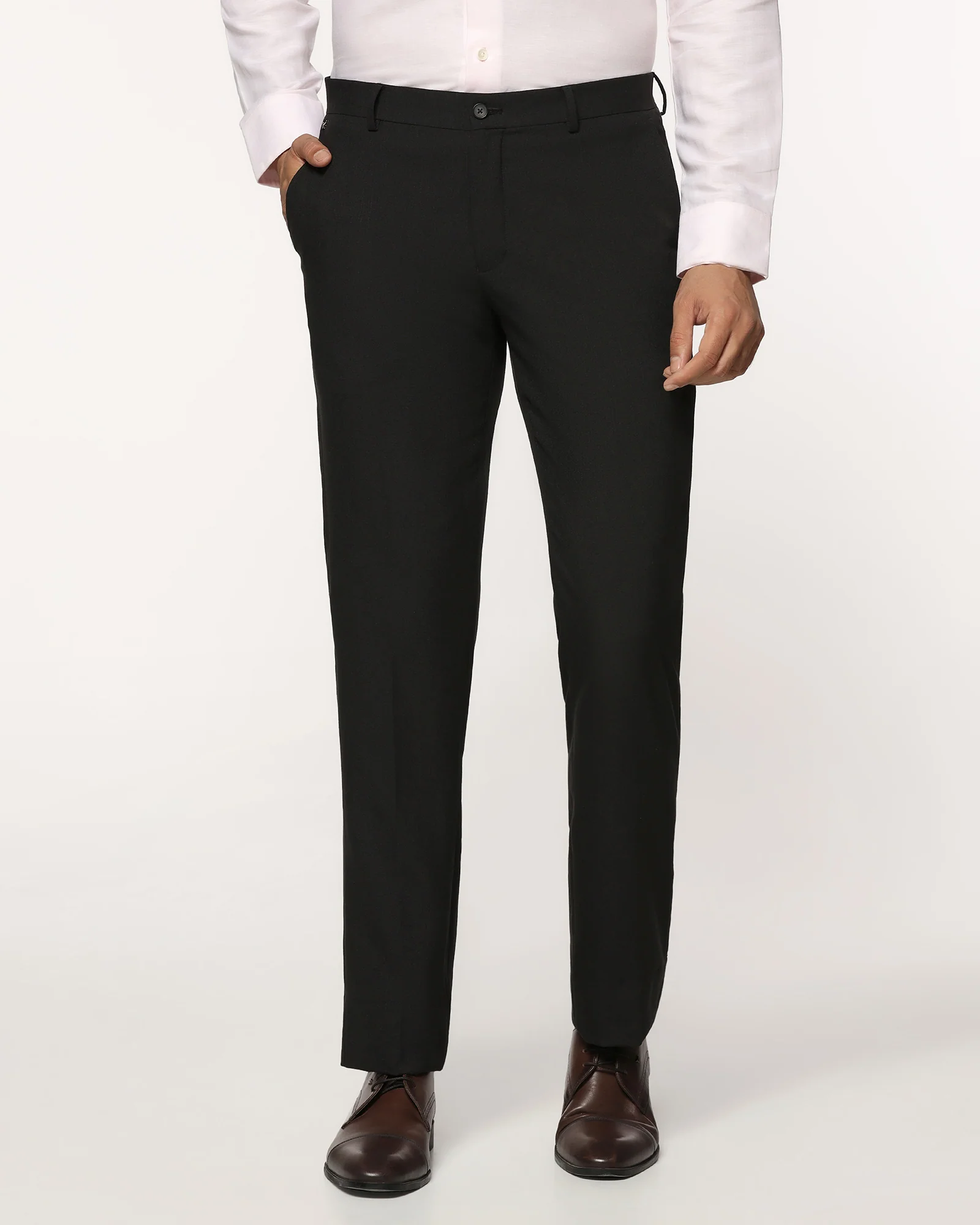 Slim Fit B-91 Formal Black Textured Trouser - Tumi - Image 3