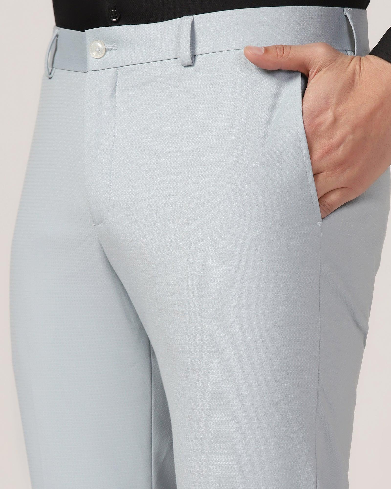 Slim Fit B-91 Formal Blue Textured Trouser - Adler - Image 4