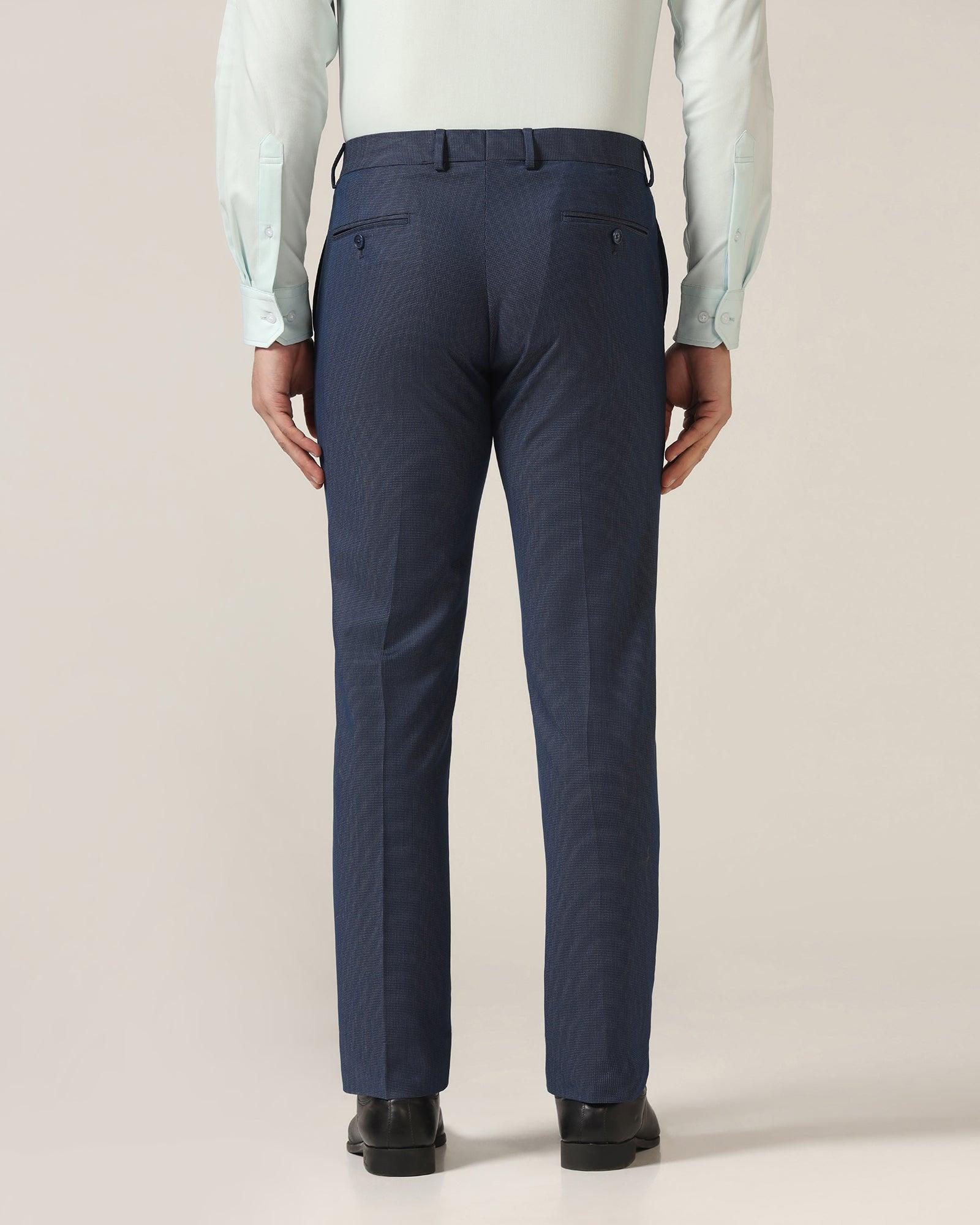 Slim Fit B-91 Formal Blue Textured Trouser - Steed - Image 2