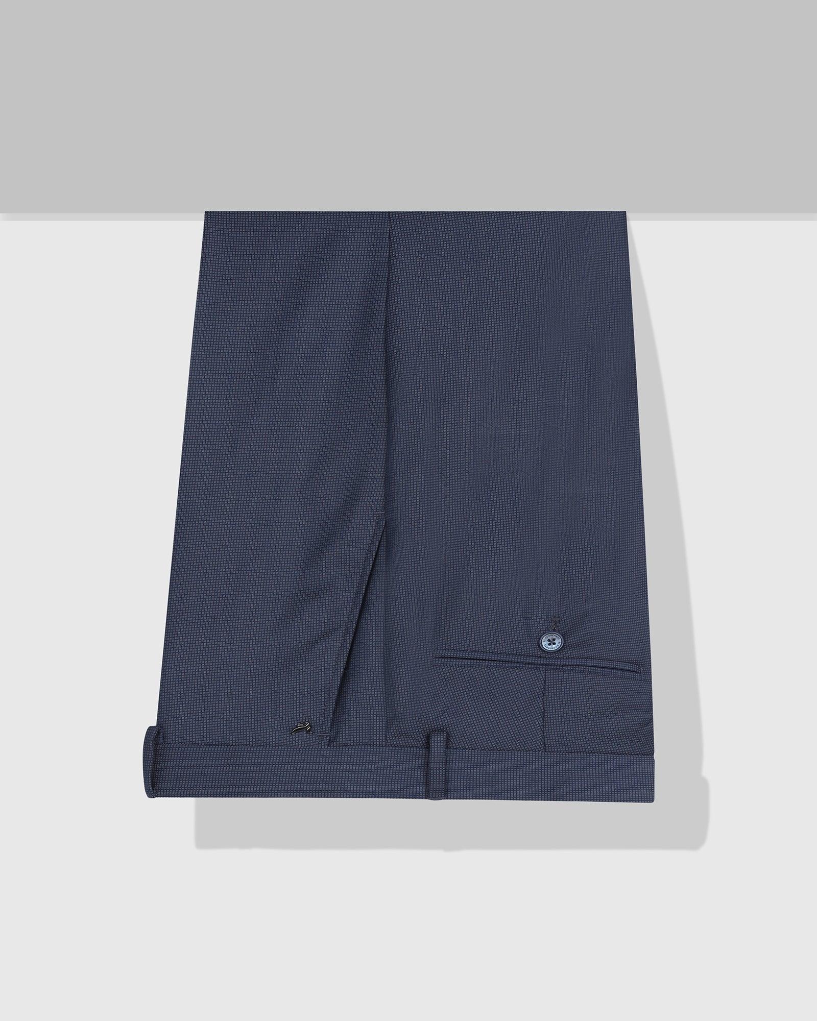 Slim Fit B-91 Formal Blue Textured Trouser - Steed - Image 5