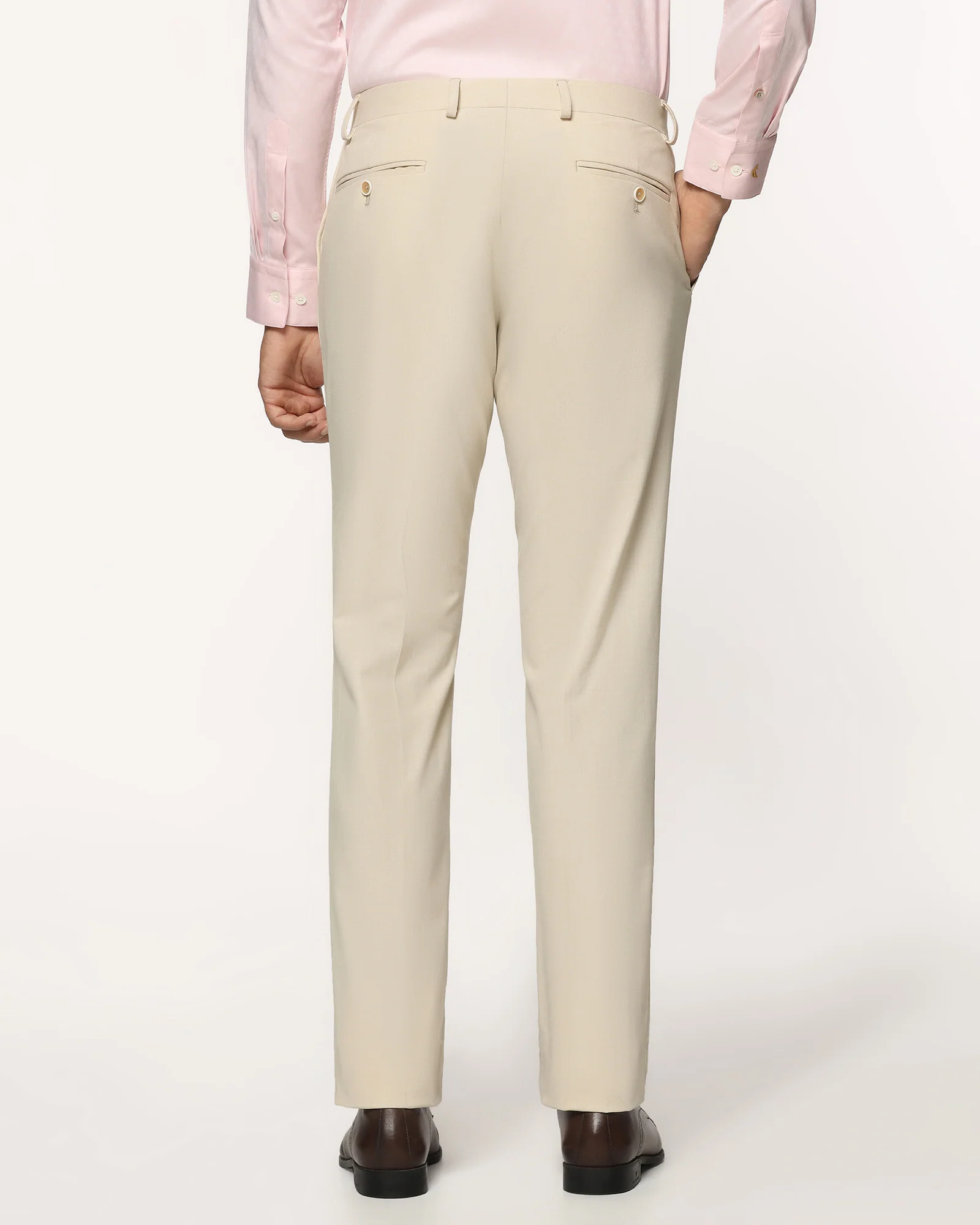 Slim Fit B-91 Formal Cream Solid Trouser - Jonny - Image 2