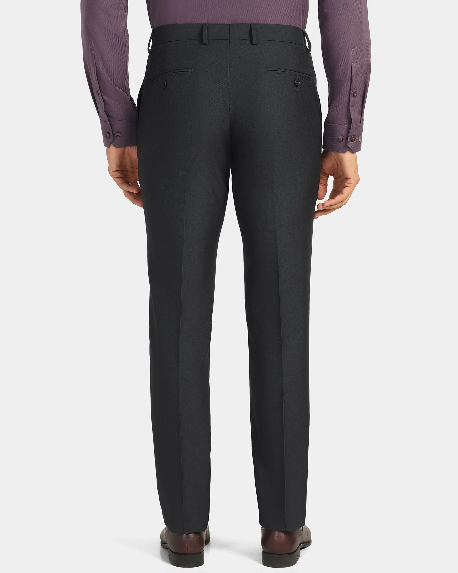 Slim Fit B-91 Formal Dark Grey Textured Trouser - Fendi - Image 2