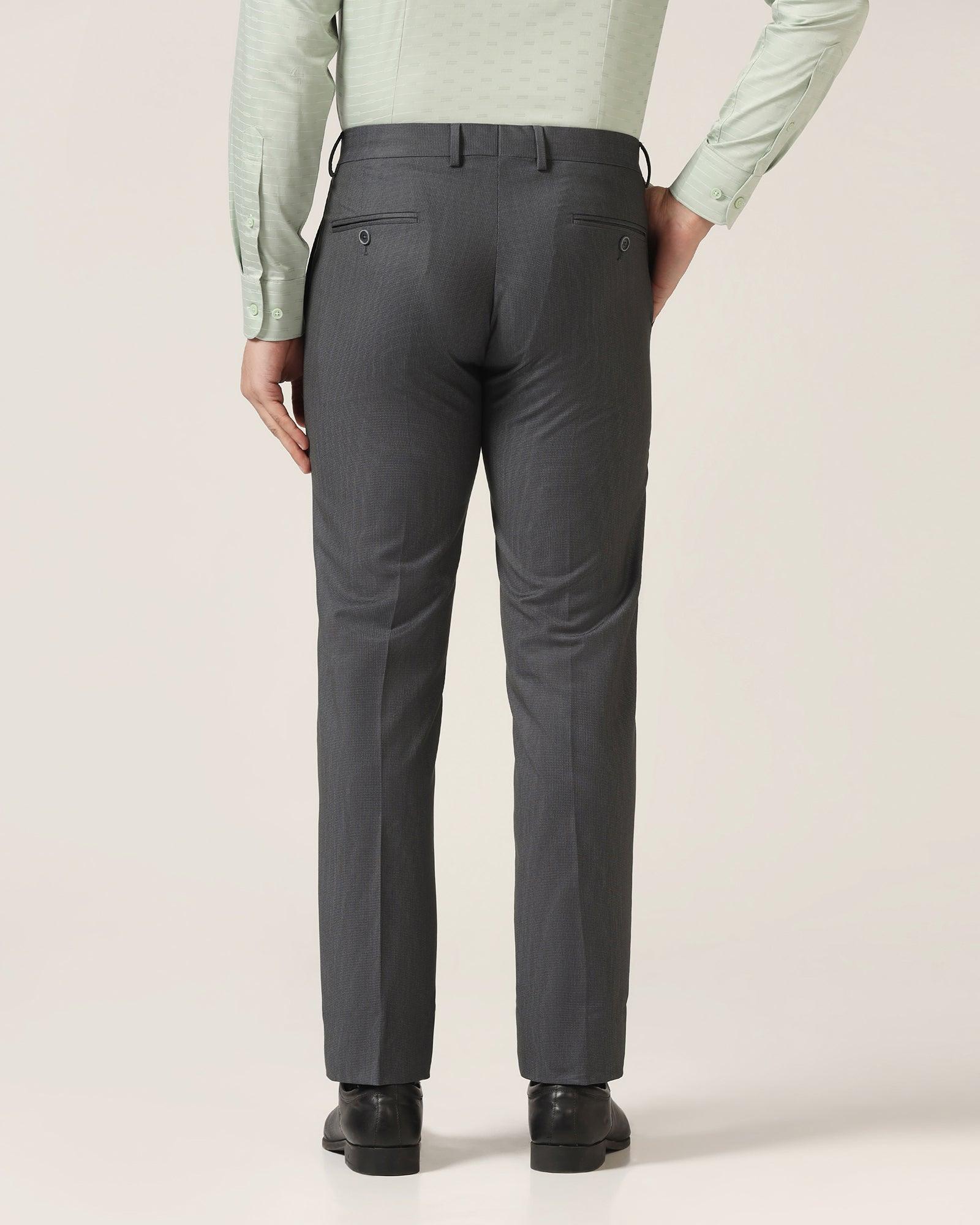 Slim Fit B-91 Formal Dark Grey Textured Trouser - Steed - Image 2