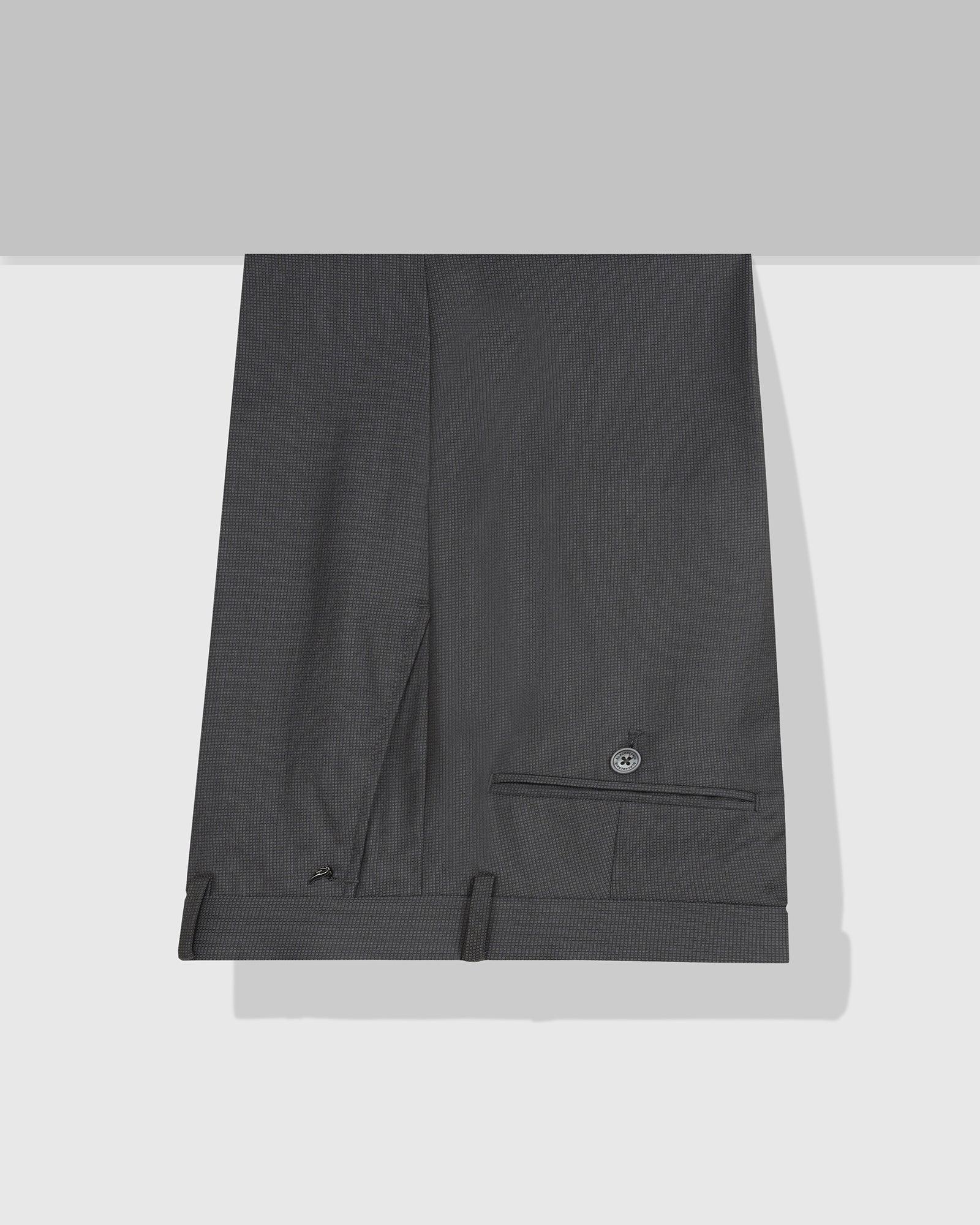 Slim Fit B-91 Formal Dark Grey Textured Trouser - Steed - Image 5