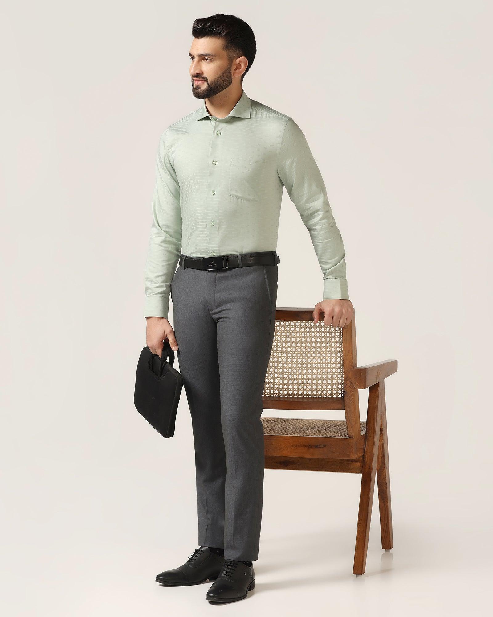 Slim Fit B-91 Formal Dark Grey Textured Trouser - Steed - Image 6
