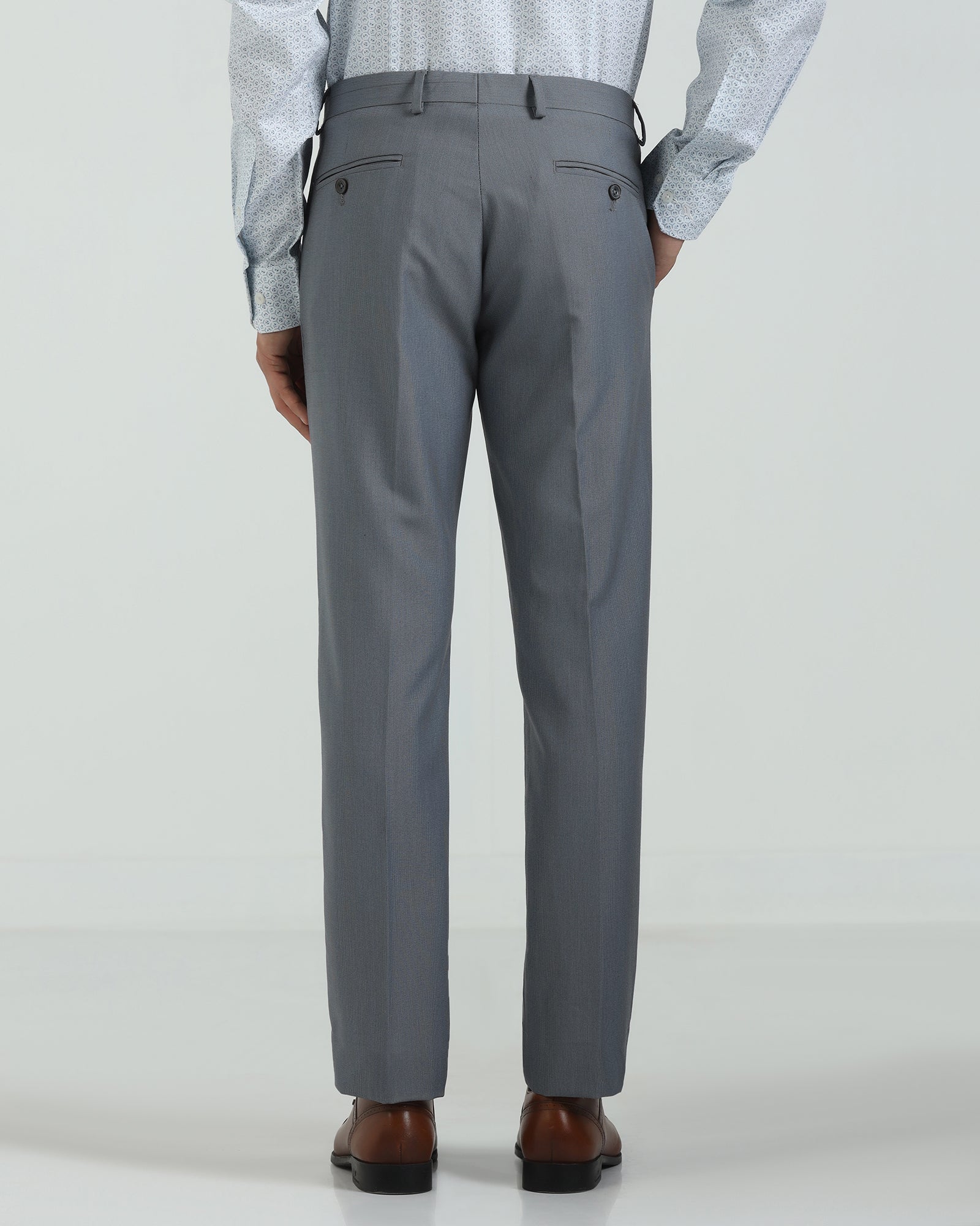 Slim Fit B-91 Formal Grey Textured Trouser - Fendi - Image 2