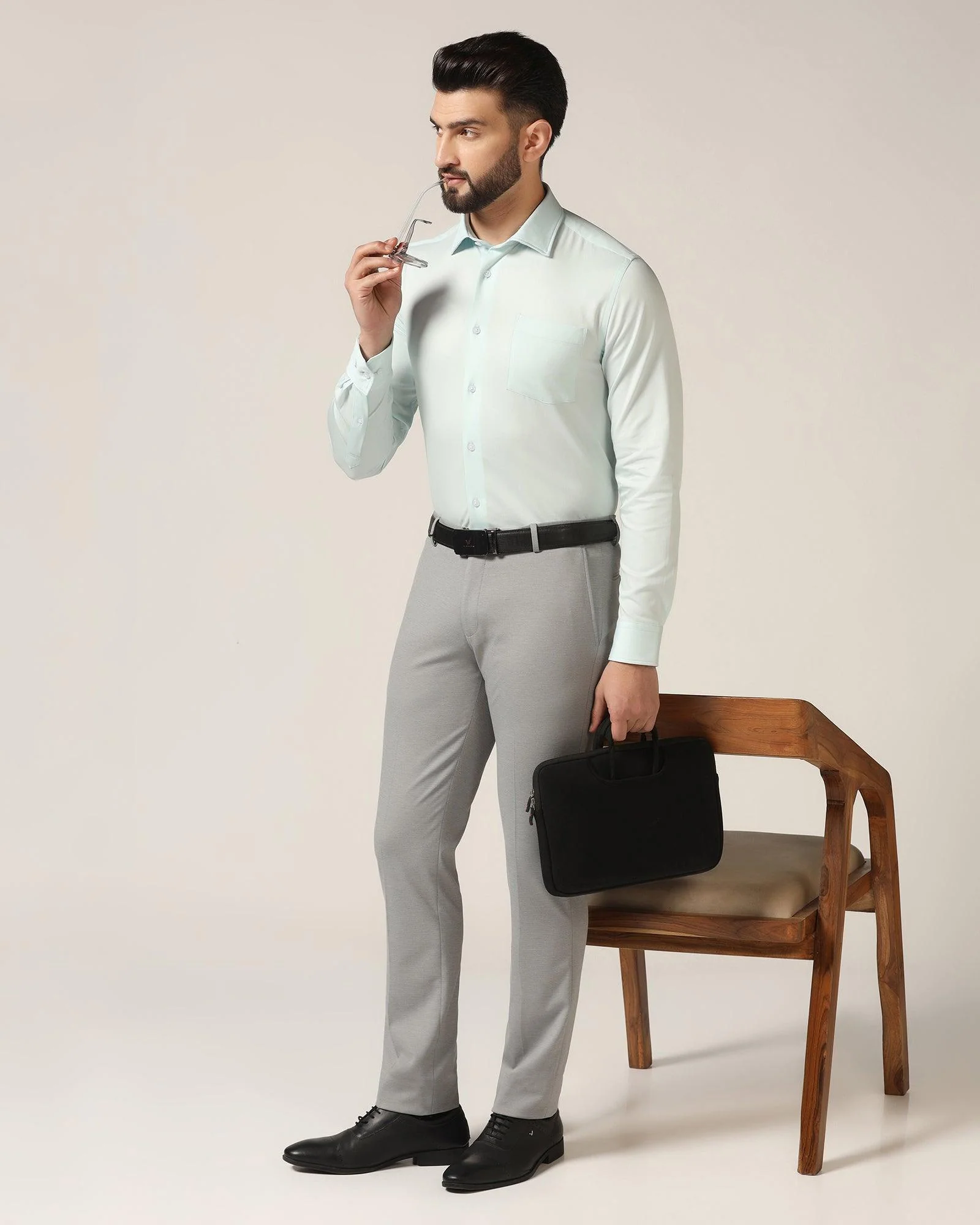 Slim Fit B-91 Formal Grey Textured Trouser - Steve - Image 6