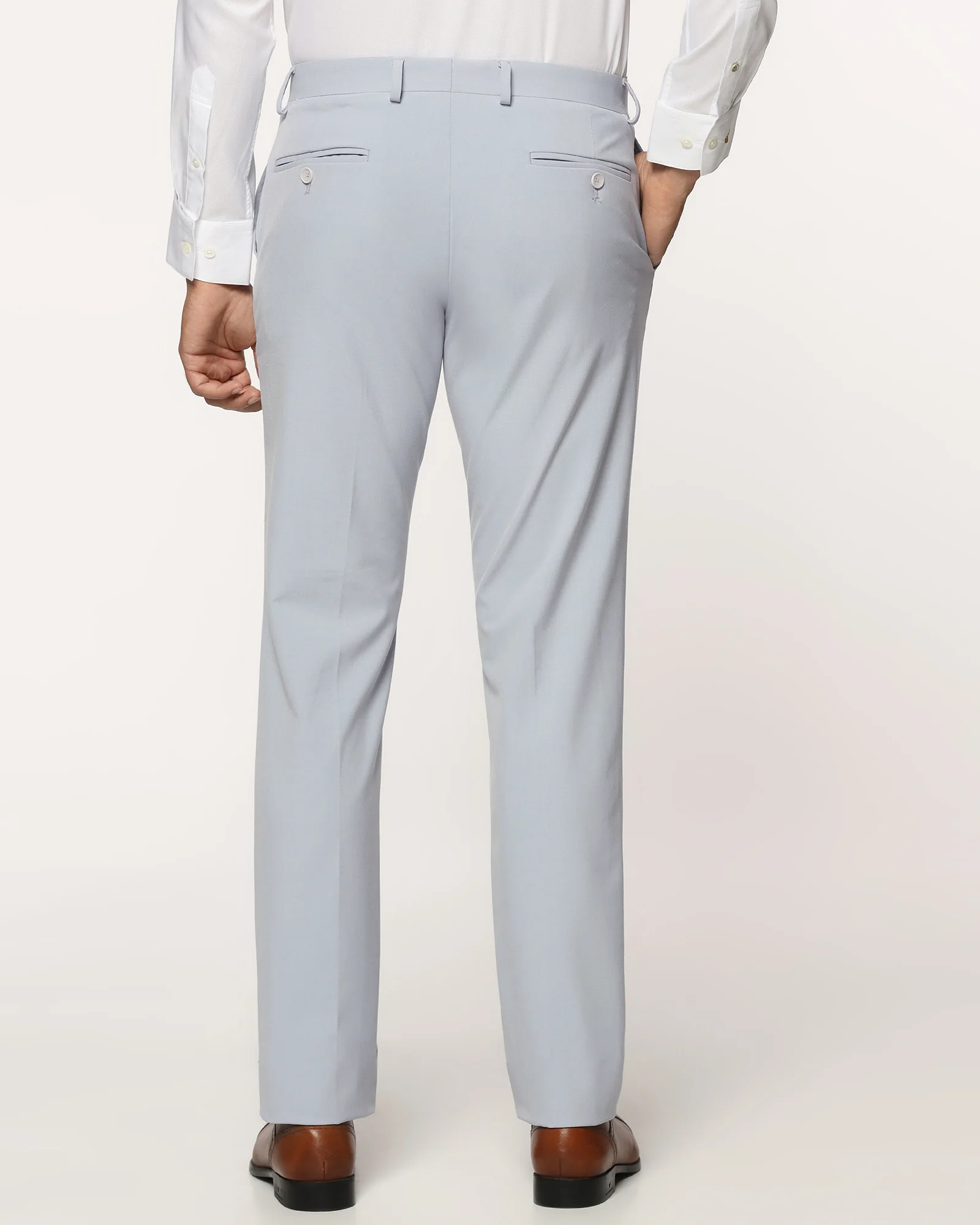 Slim Fit B-91 Formal Light Blue Solid Trouser - Jonny - Image 2